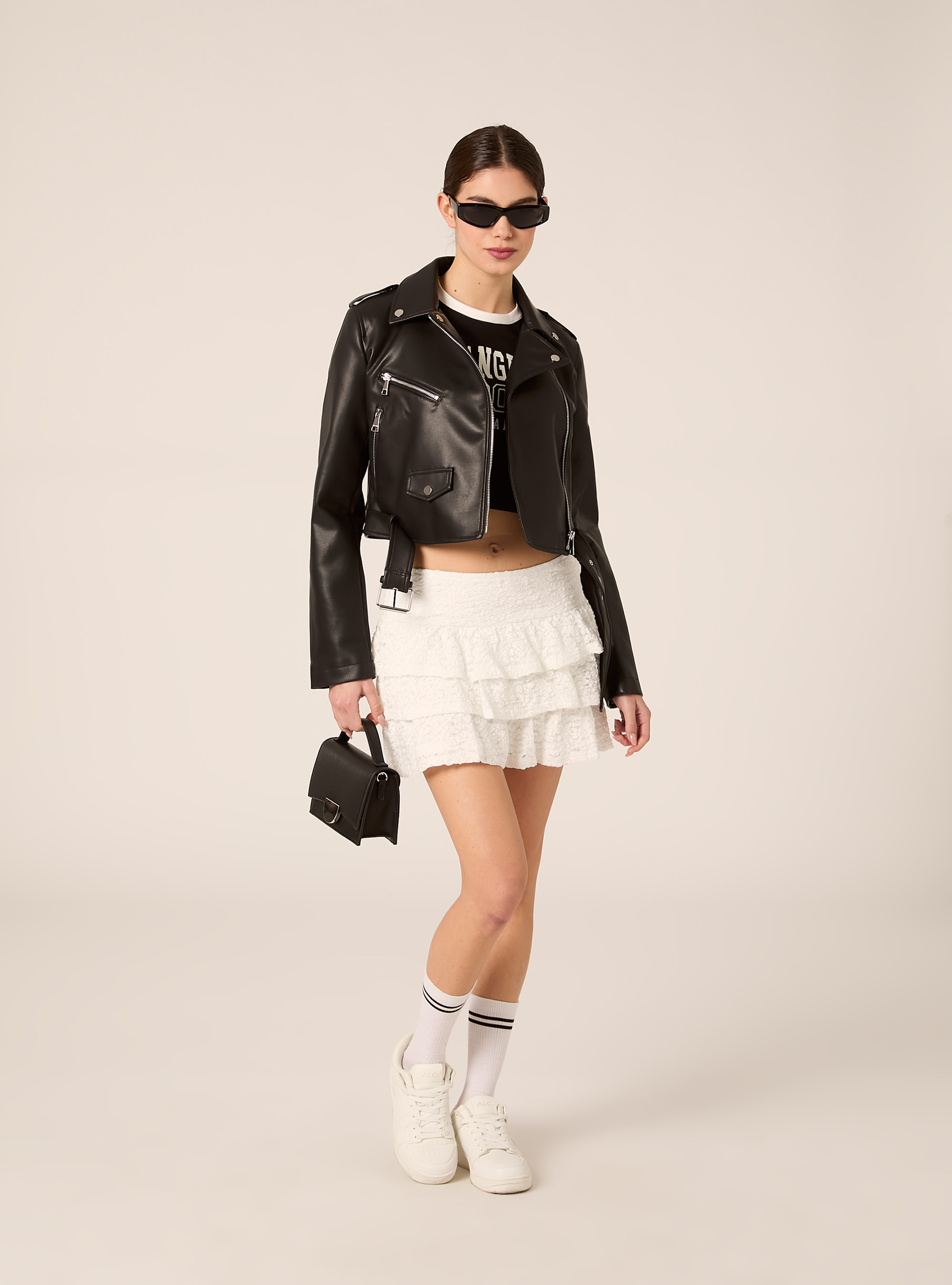 Leather-effect bag with shoulder strap, BK1 BLACK