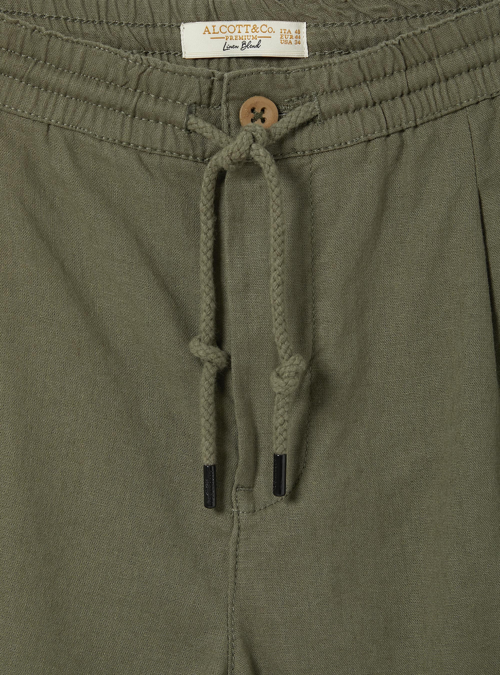 Linen Bermuda Shorts with Drawstring, KY2 KAKY MEDIUM