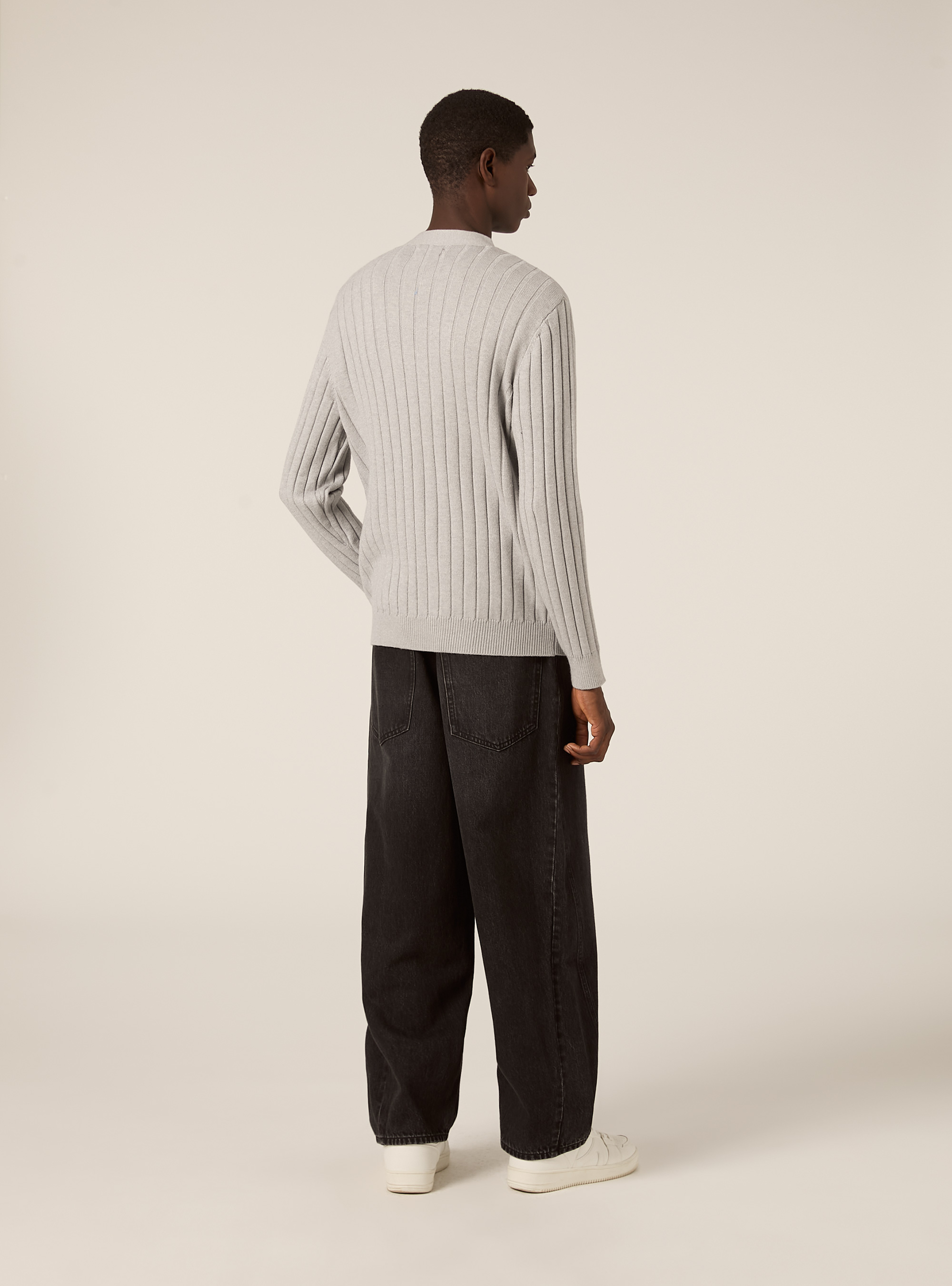 Cardigan  in rib, MGY2 GREY MEL MEDIUM