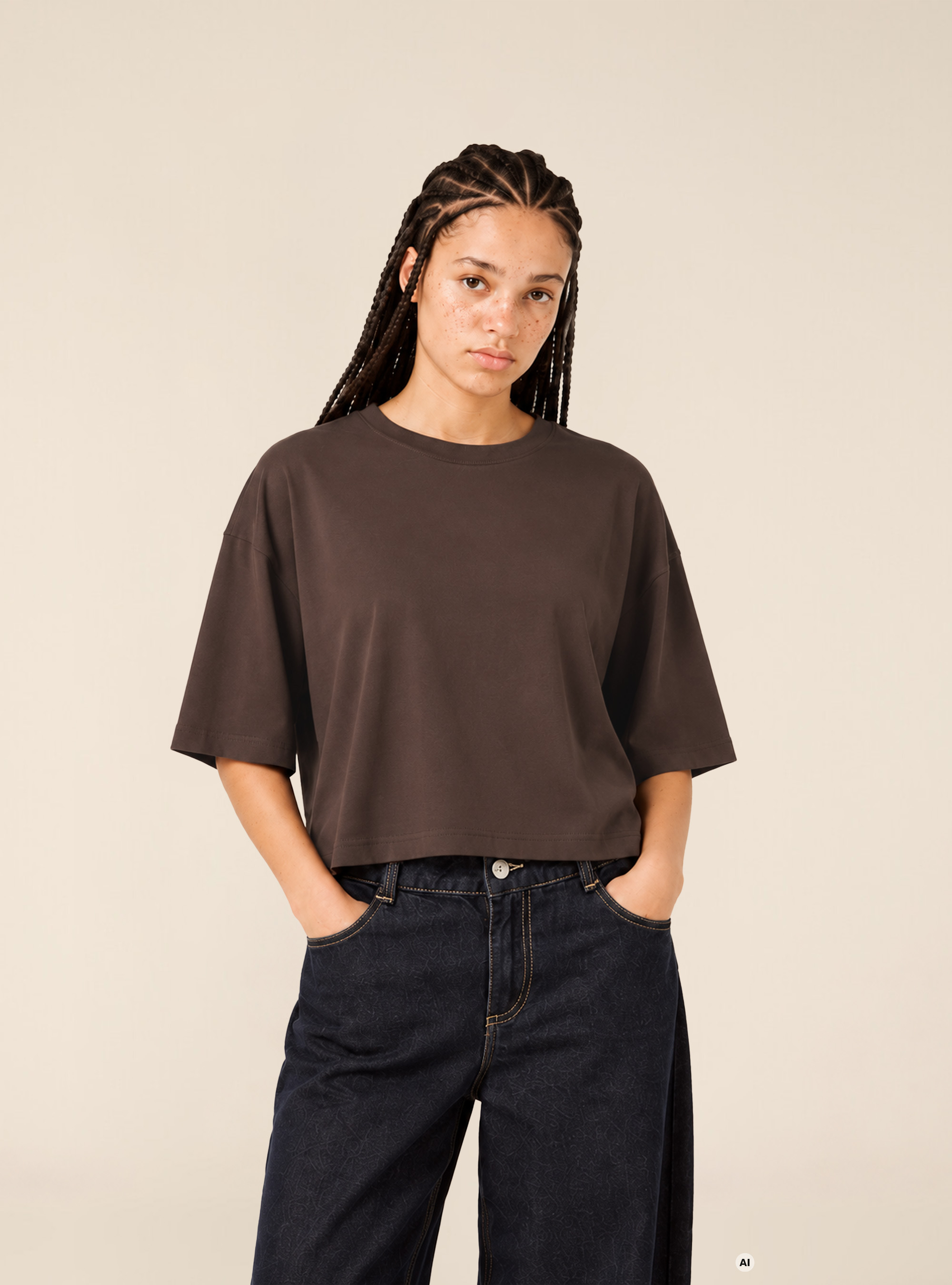 Half sleeve crew neck t-shirt, BR3 BROWN LIGHT