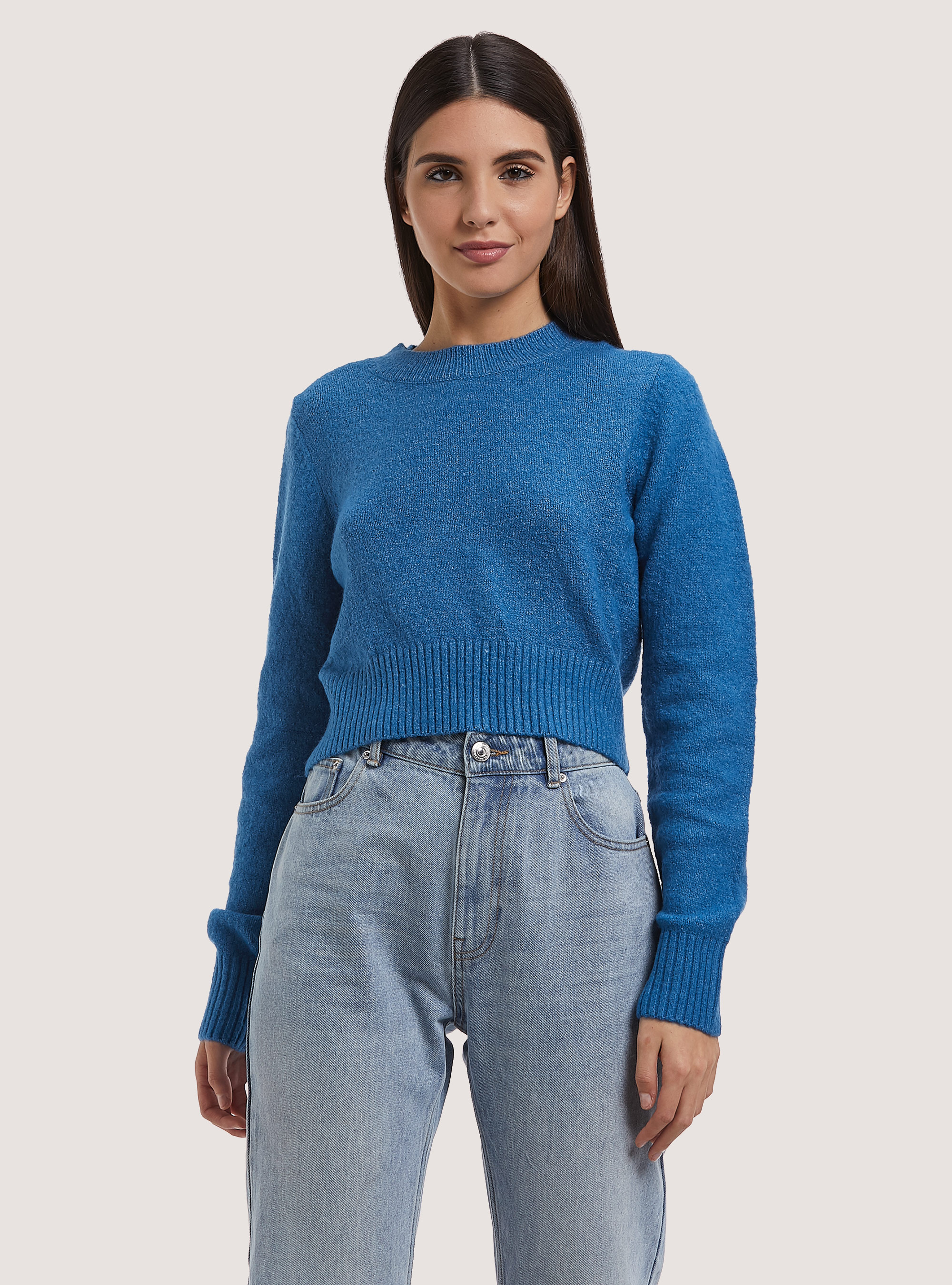 Pullover cropped soft touch, OB2 BLUE OIL MED.
