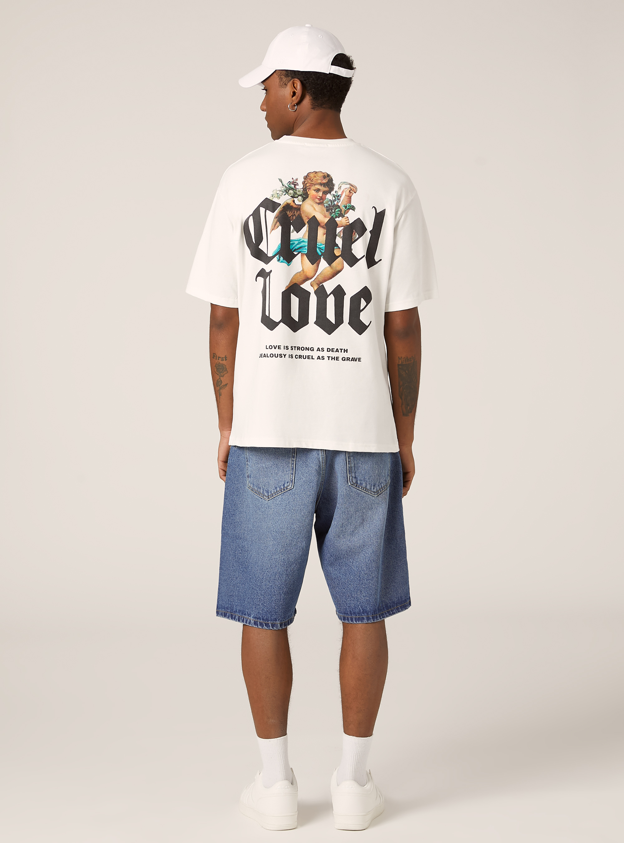 Camiseta boxy fit con estampado, WH2 WHITE