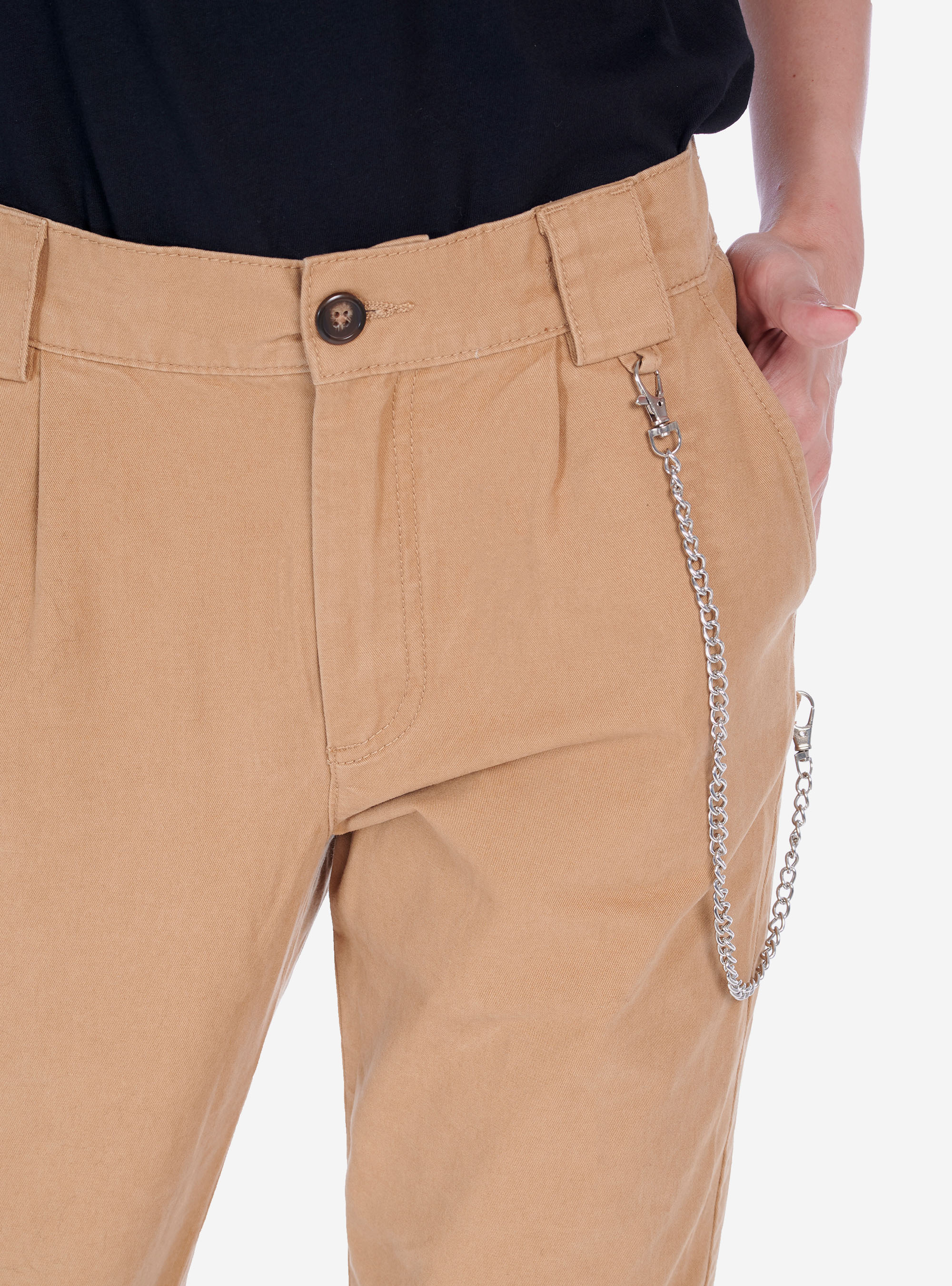 PANTS WITH ELASTIC, TOBACCO