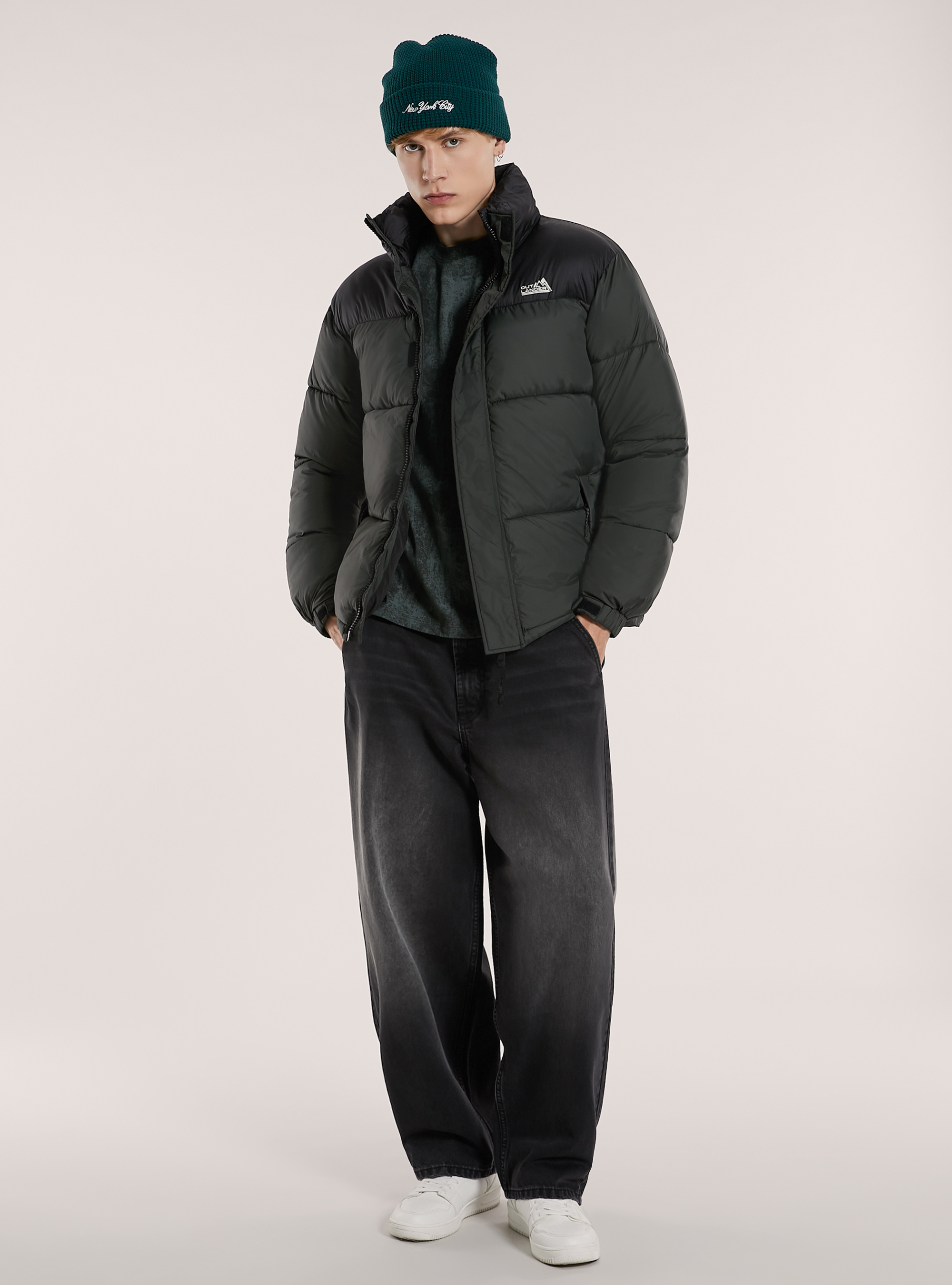 Padded down jacket in ripstop fabric, KY1 KAKY DARK