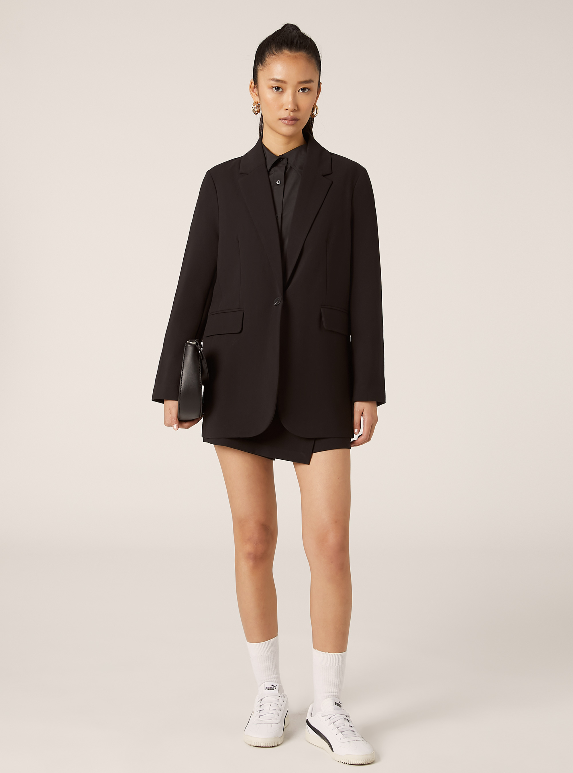 Single breasted regular fit blazer, BK1 BLACK