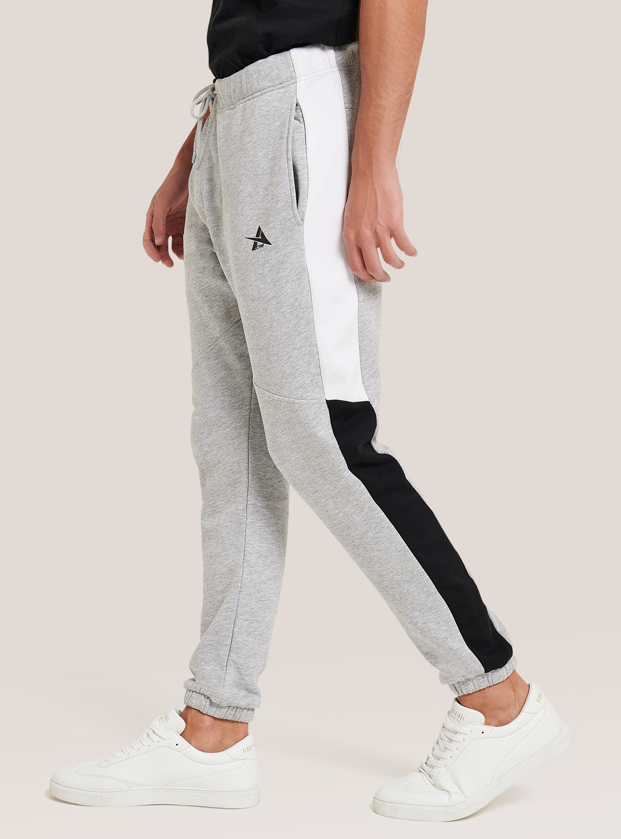 Plush trousers with print, LIGHT GREY MELANGE