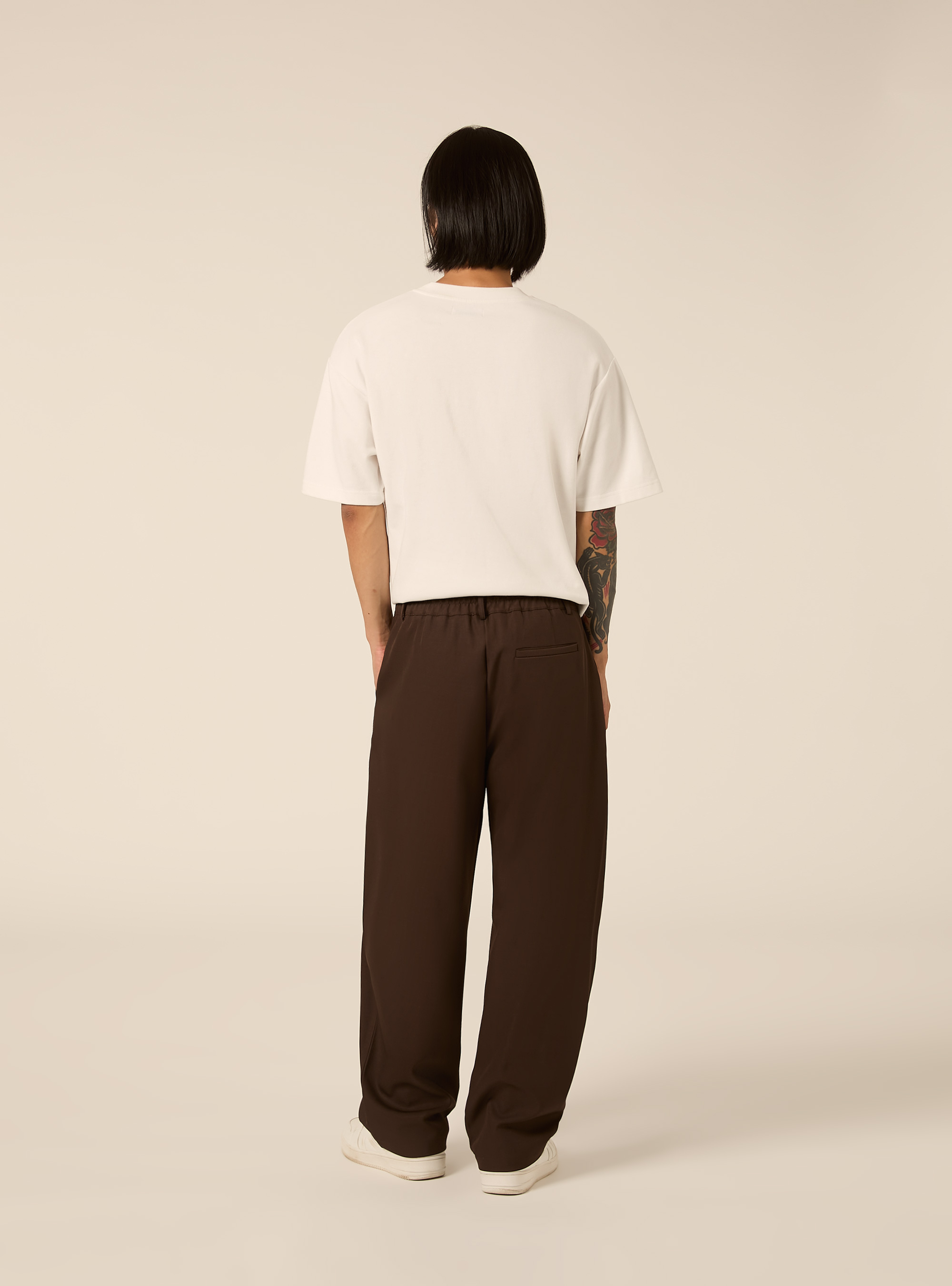 Pantaloni baggy con piega, BR1 BROWN DARK