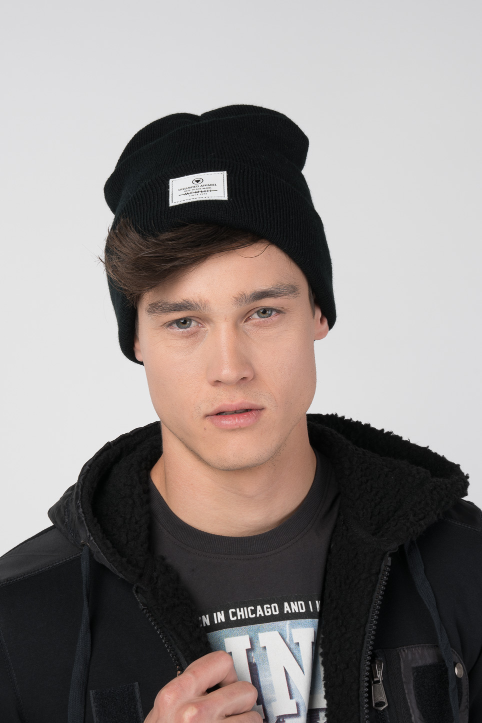 Felpa con zip e cappuccio, NEGRO