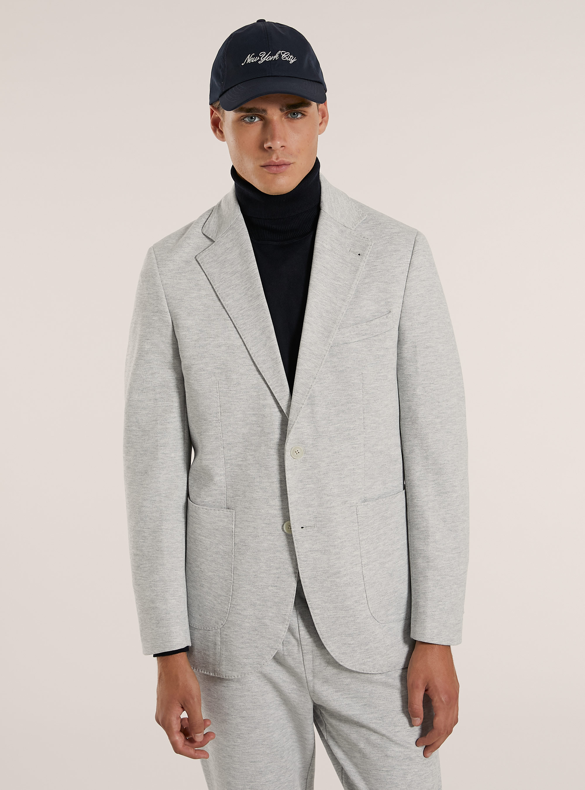 Giacca monopetto con texture a nido d'ape, MGY2 GREY MEL MEDIUM