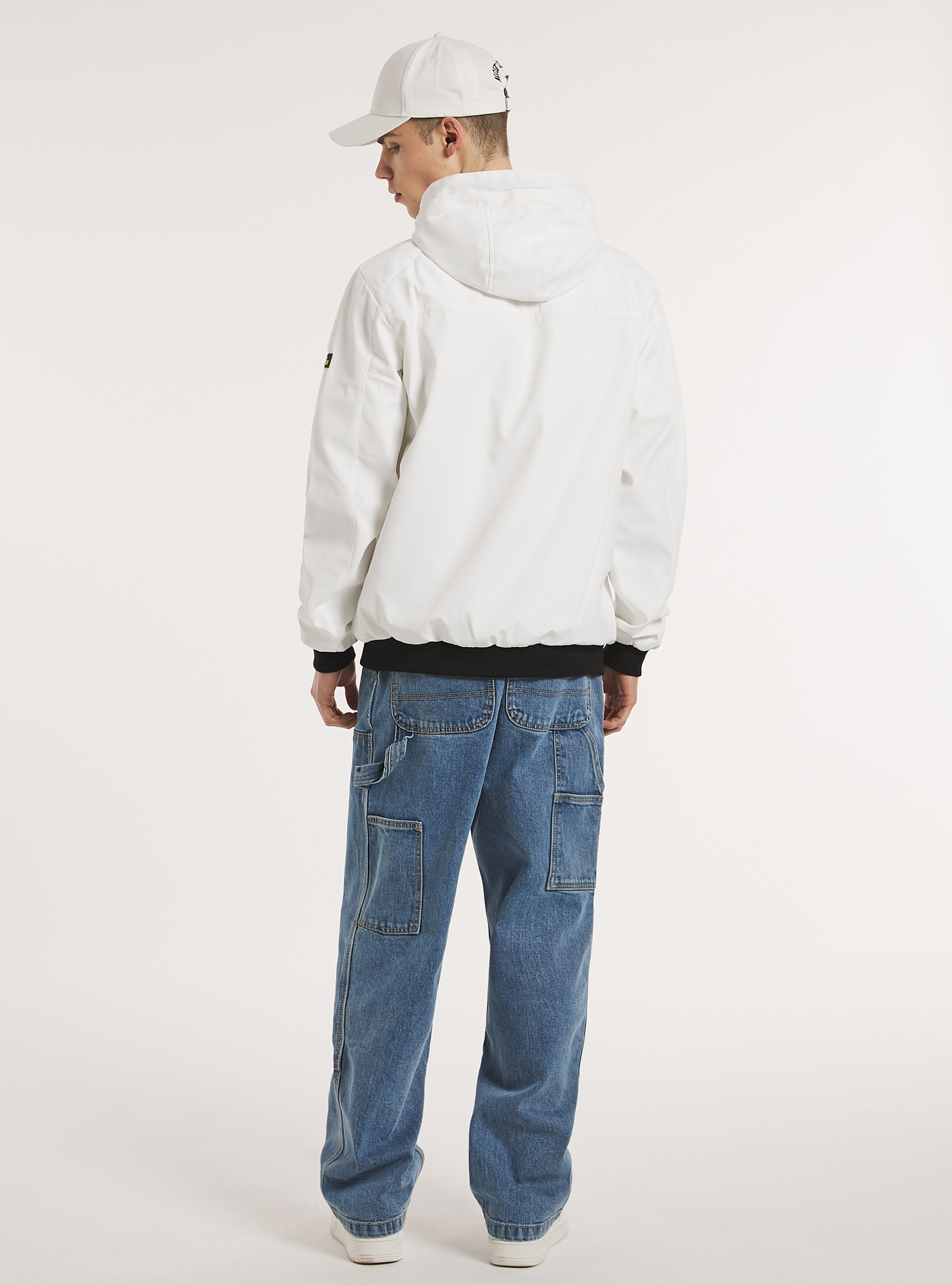 Blouson bombardier à capuche coupe-vent, WH1 OFF WHITE