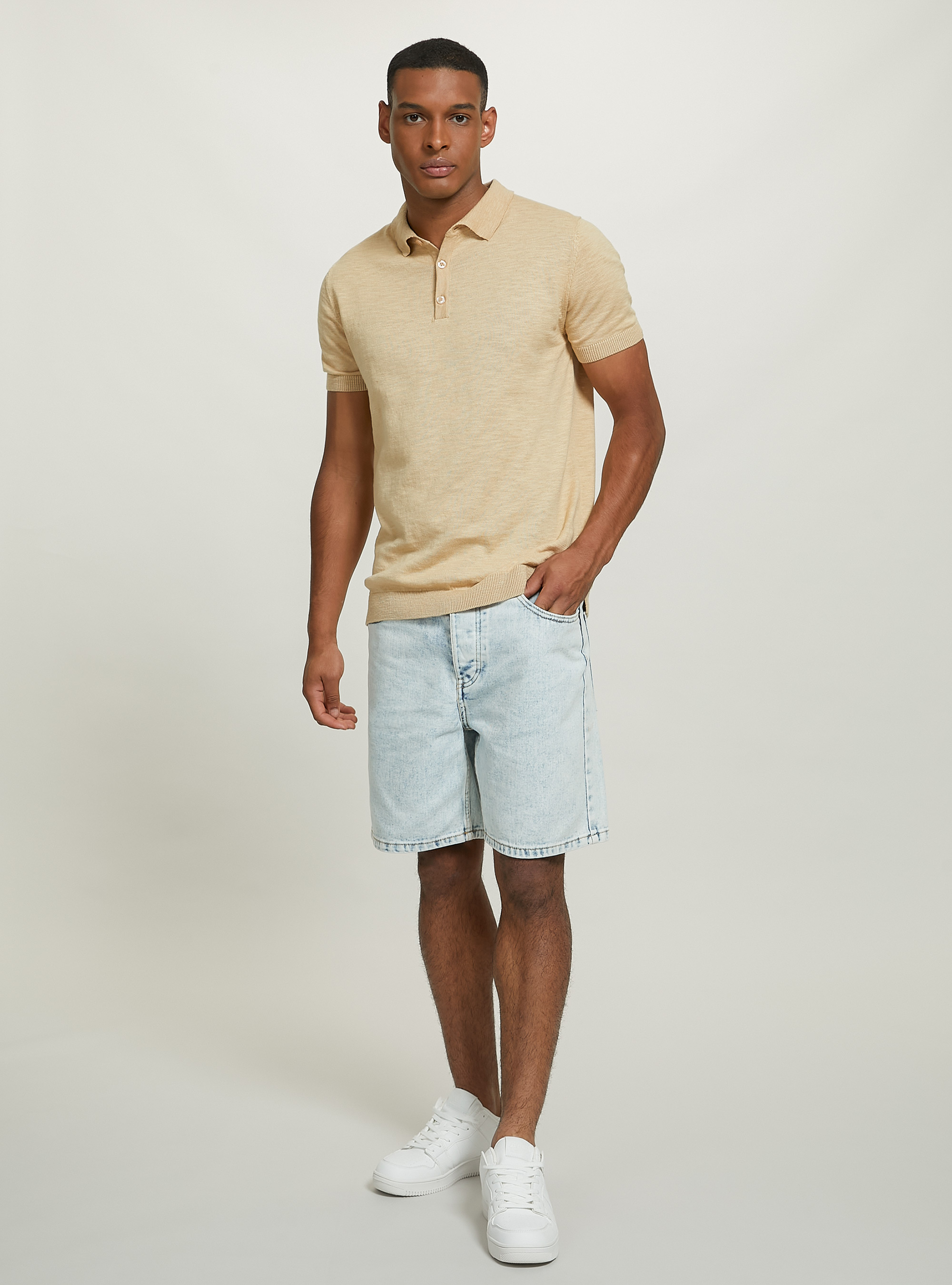 Jersey de color sólido, BG3 BEIGE LIGHT