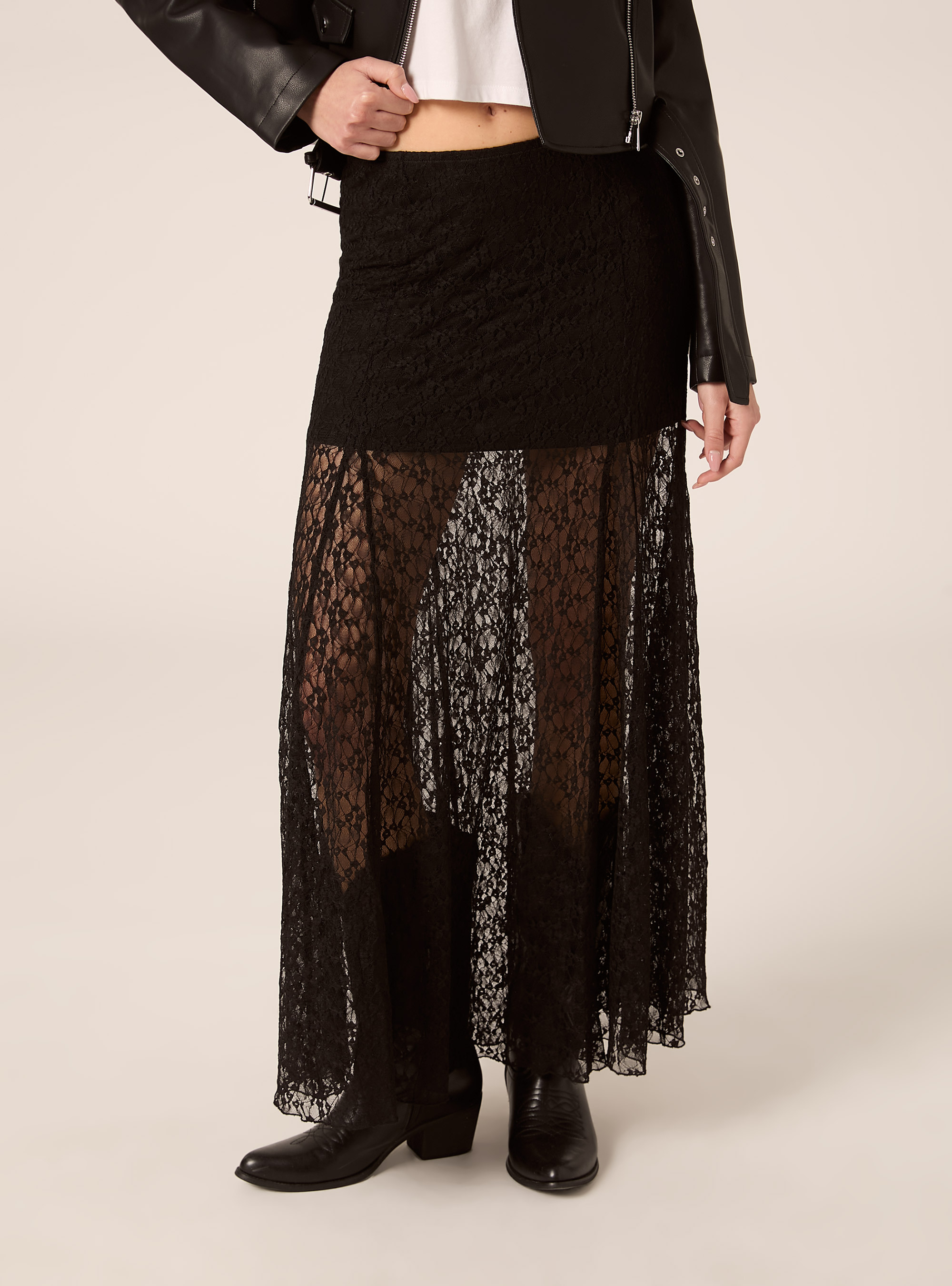 Gonna midi in pizzo, BK1 BLACK