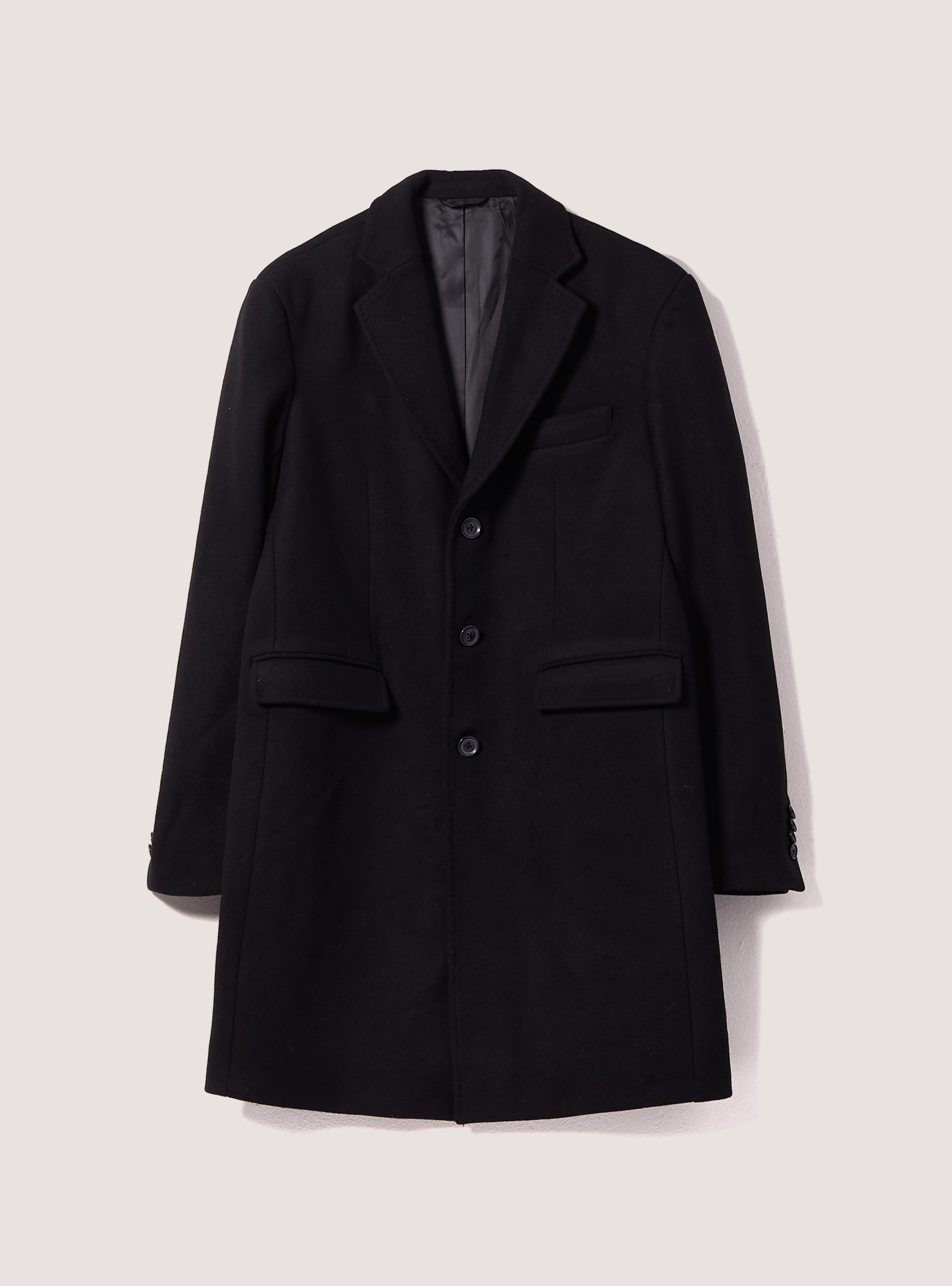 Single breasted wool blend coat, BK1 BLACK