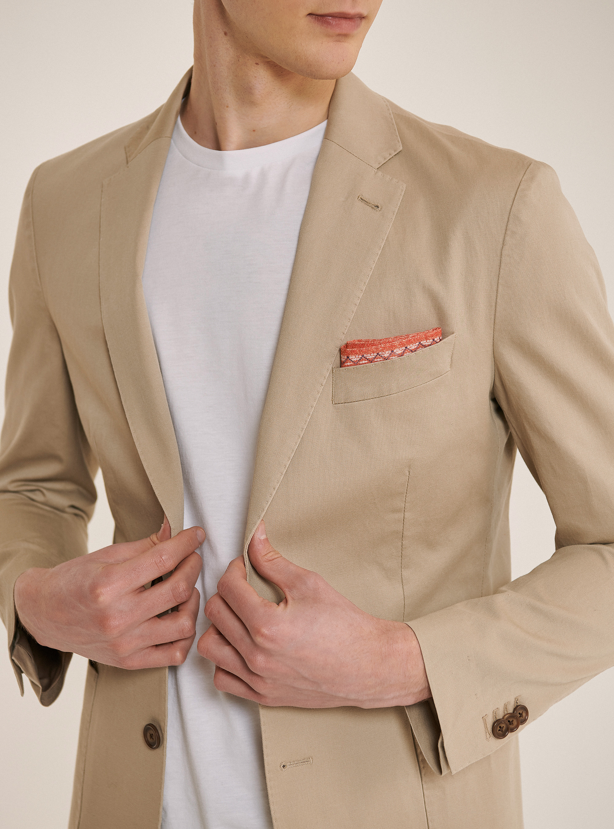 Giacca in misto lino con tasca a toppa, SAND