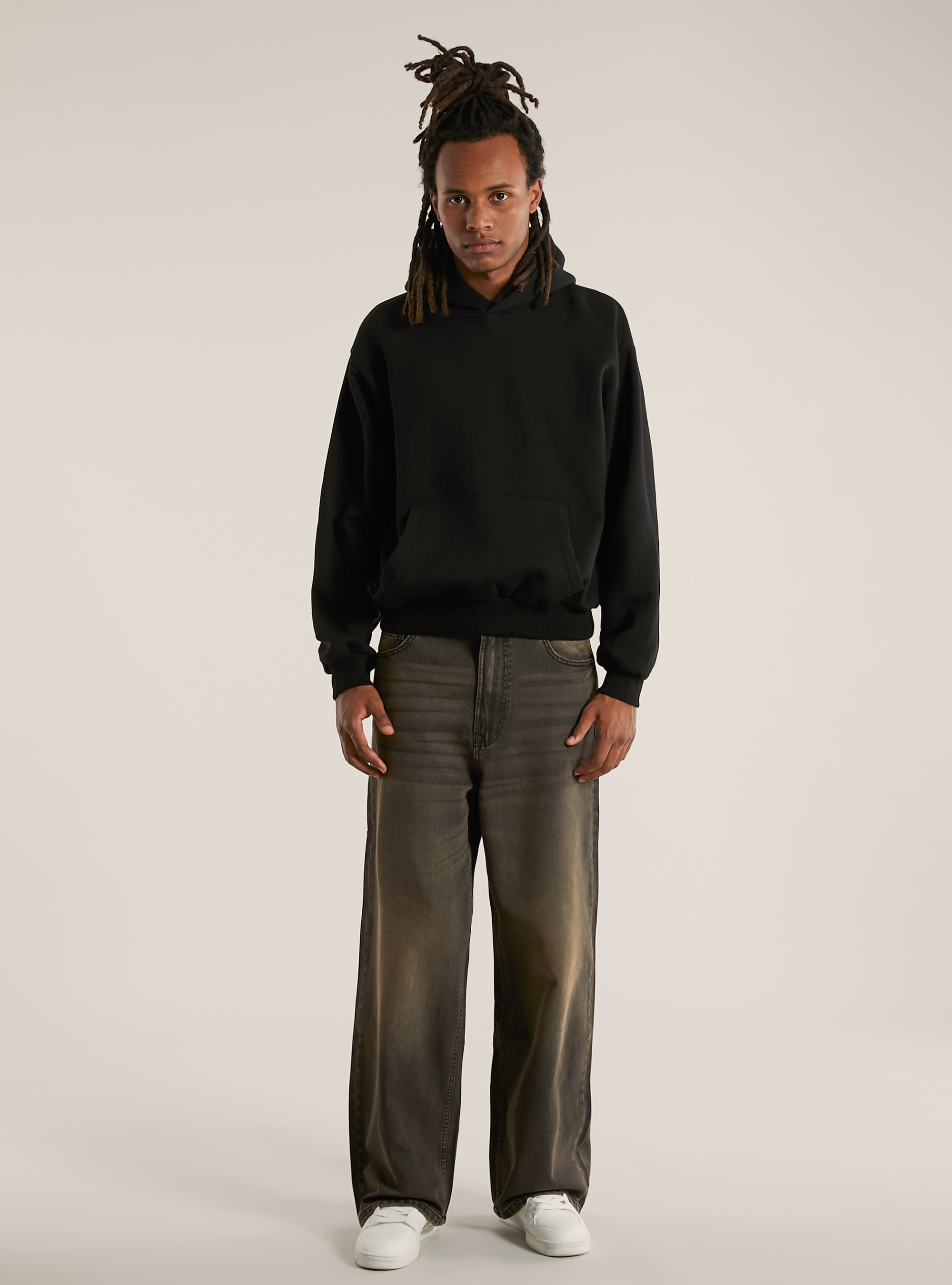 Boxy fit hoodie, BK1 BLACK