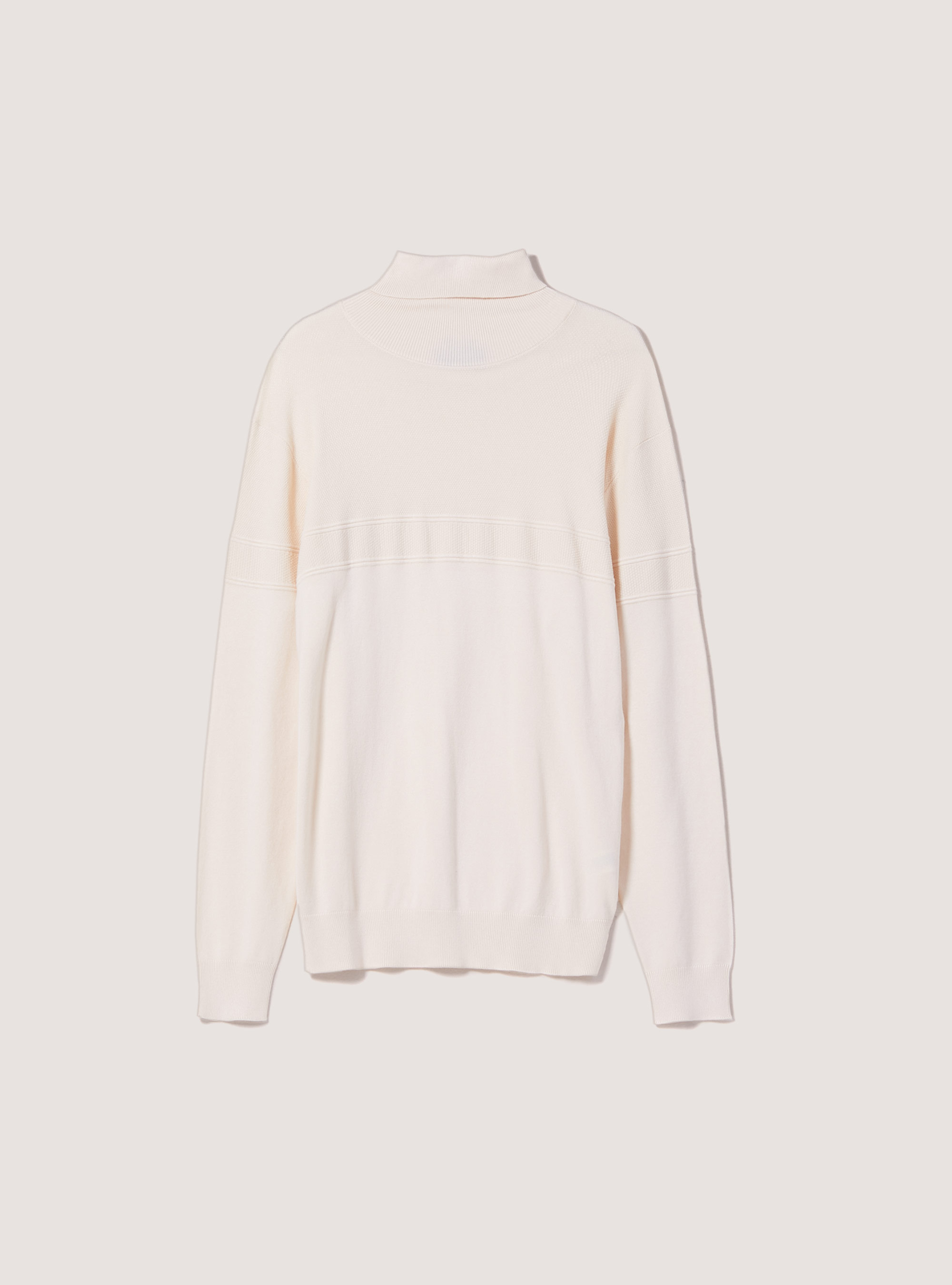 Fine turtleneck pullover with soft viscose texture, WH1 OFF WHITE