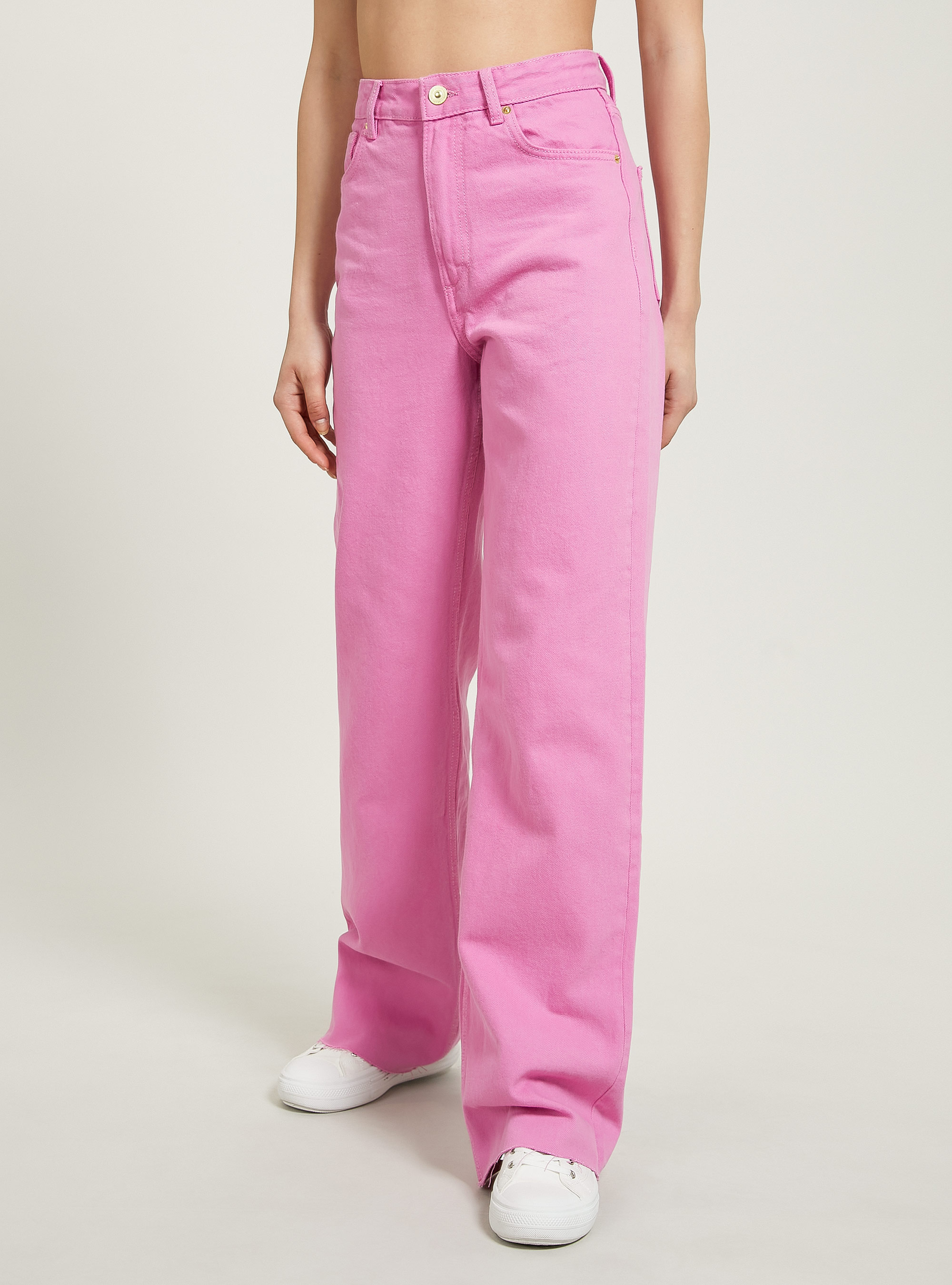 Pantaloni straight full length colorati, PK2 PINK MEDIUM