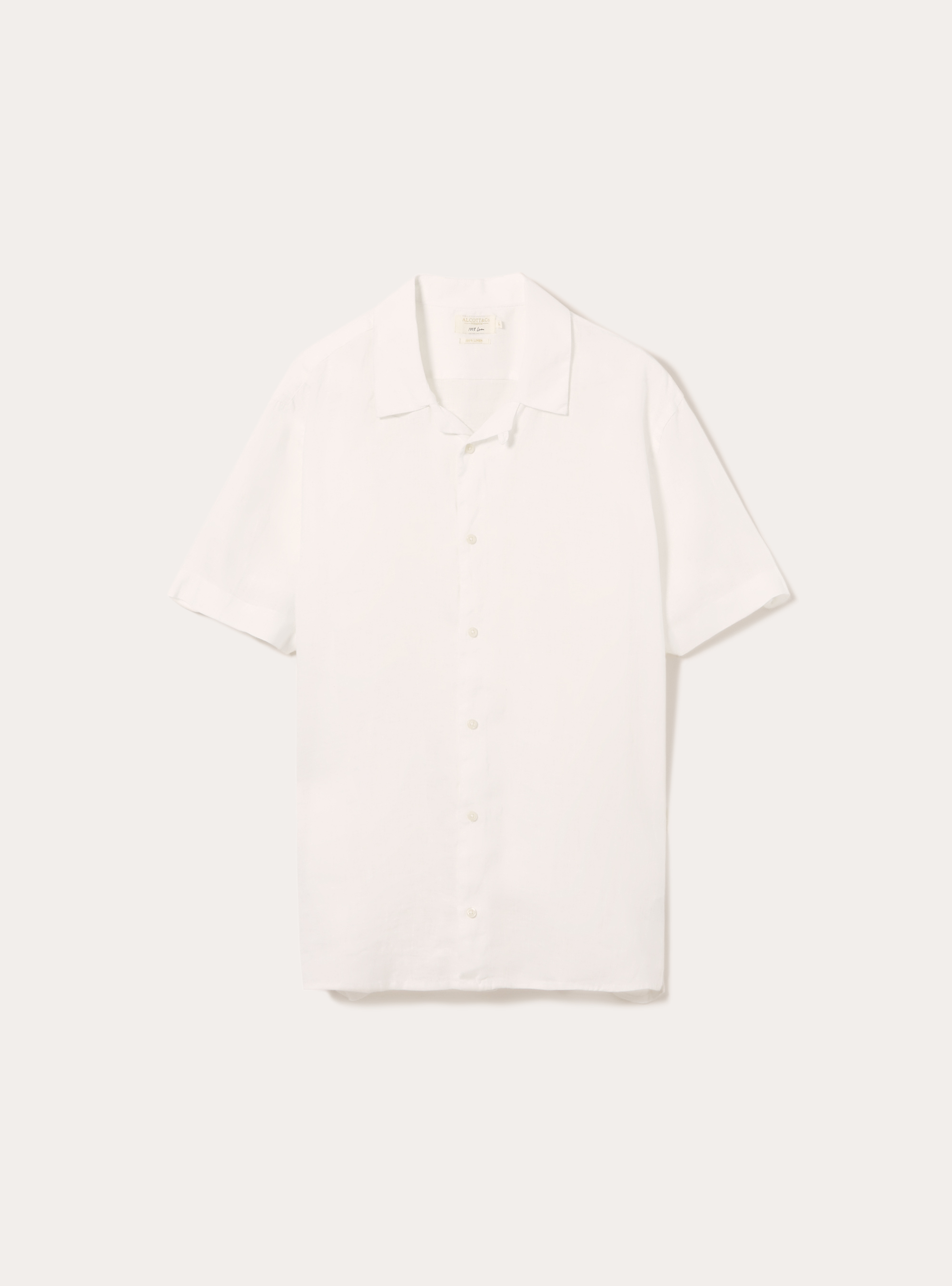 Pure linen short-sleeved shirt, WHITE