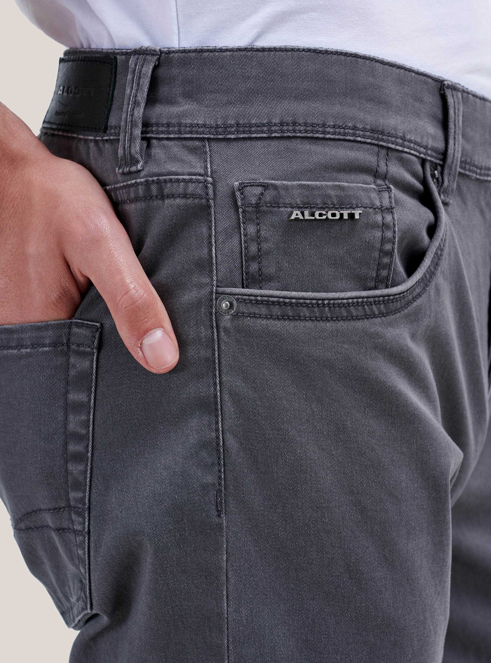 Pantalones skynny de algod&oacute;n reciclado, C116 GREY