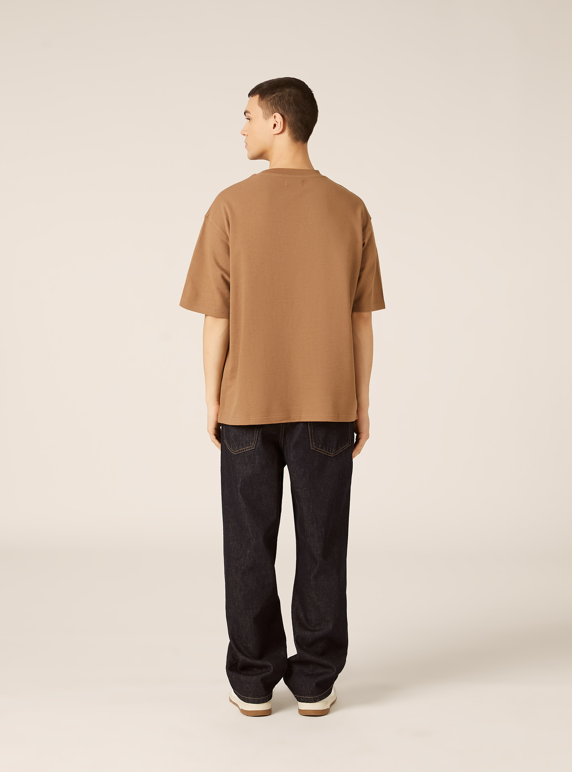 T-shirt in jersey texture fit boxy, BR2 BROWN MEDIUM