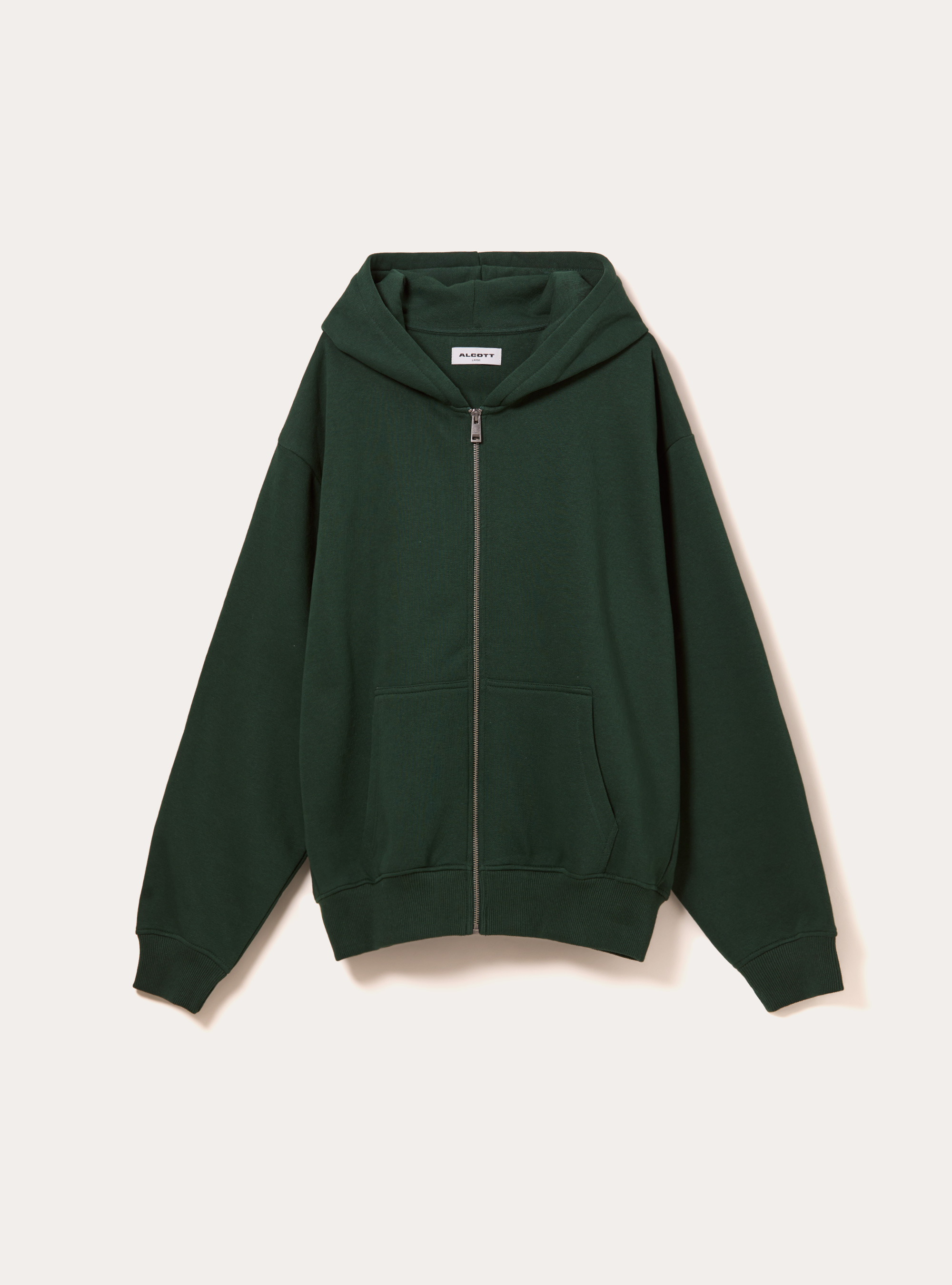 Boxy fit zip-up hoodie, GN1 GREEN DARK