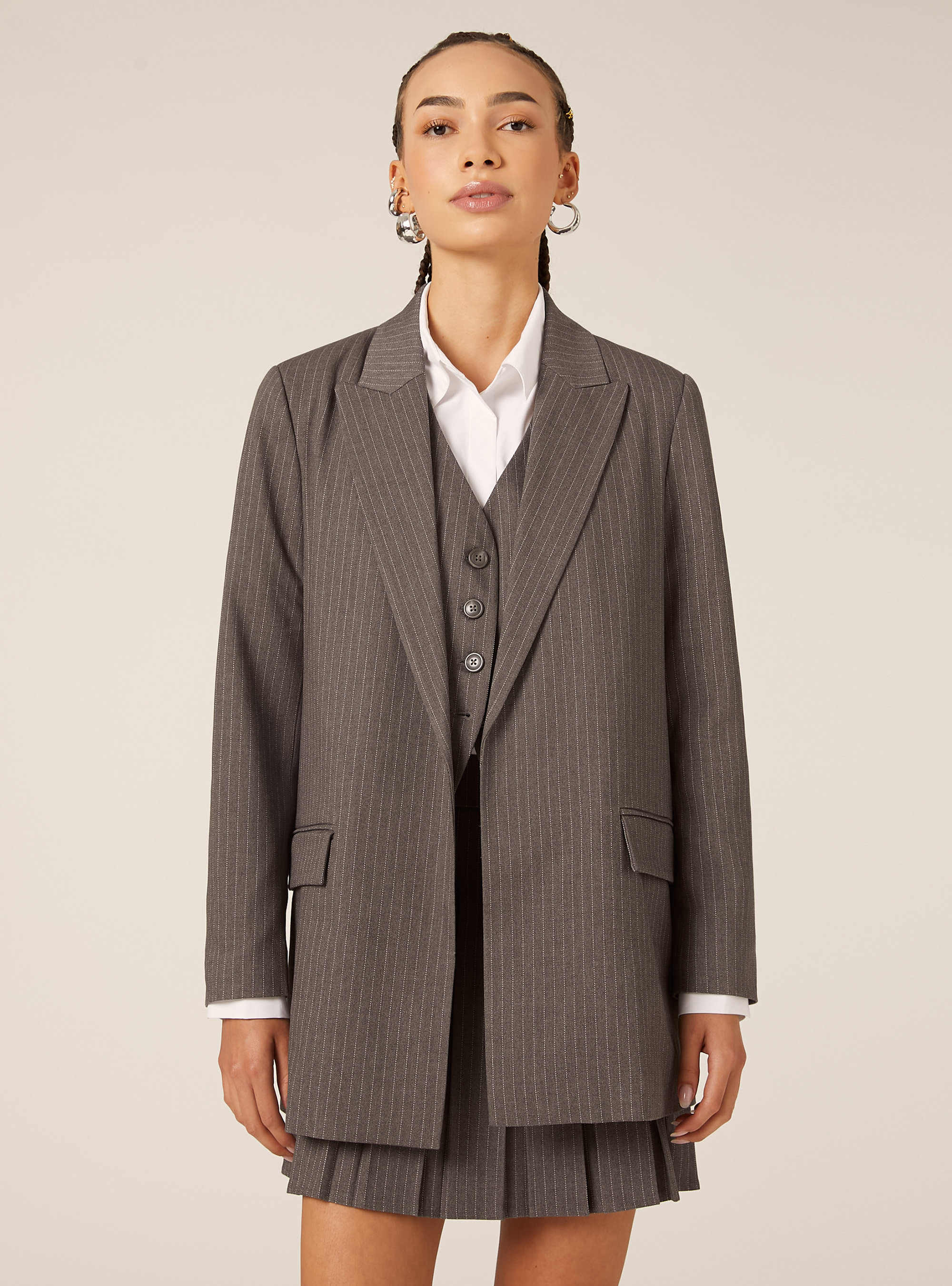 Blazer estampado, MGY1 GREY MEL DARK