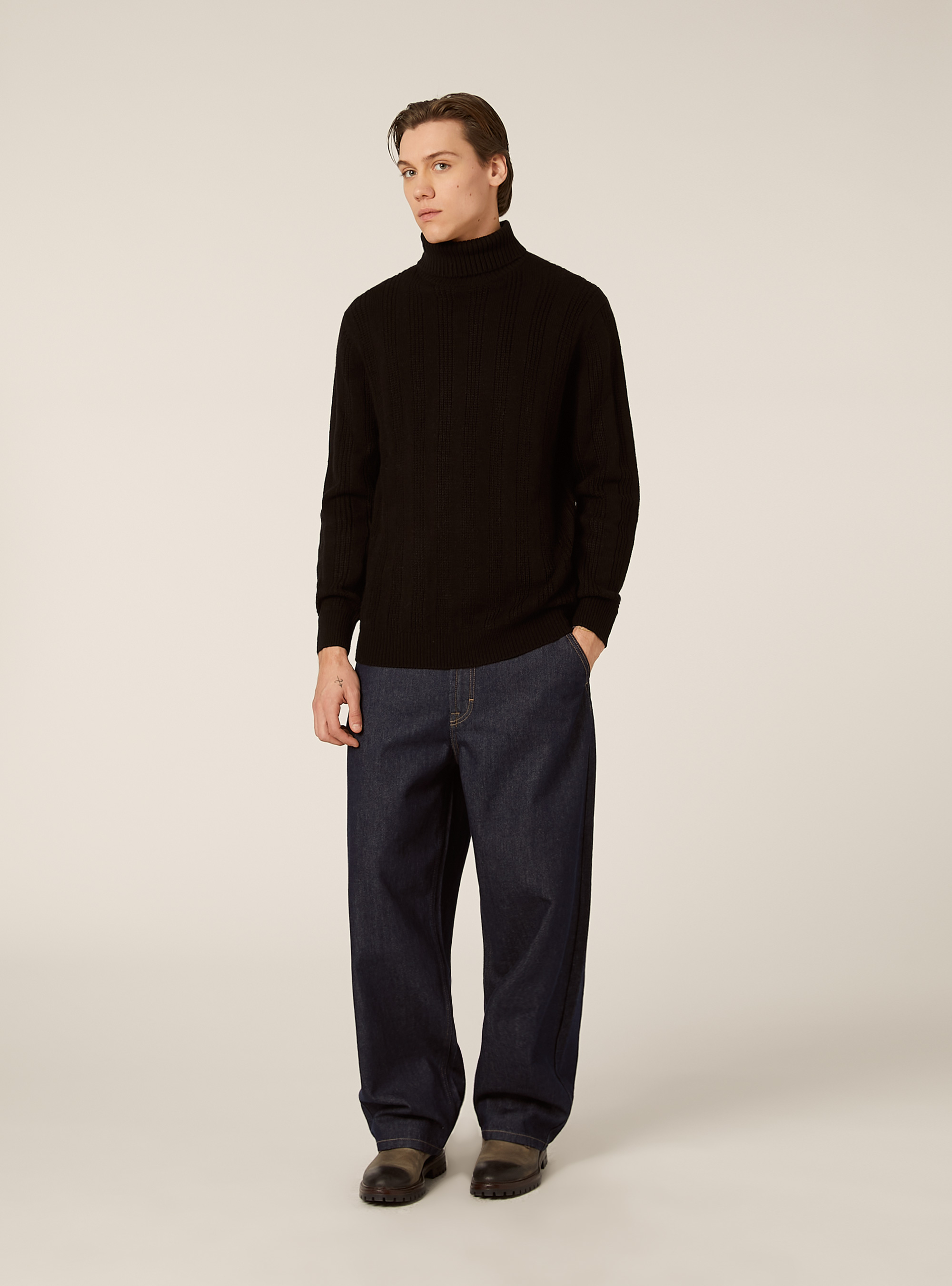 Maglione collo alto, BK1 BLACK