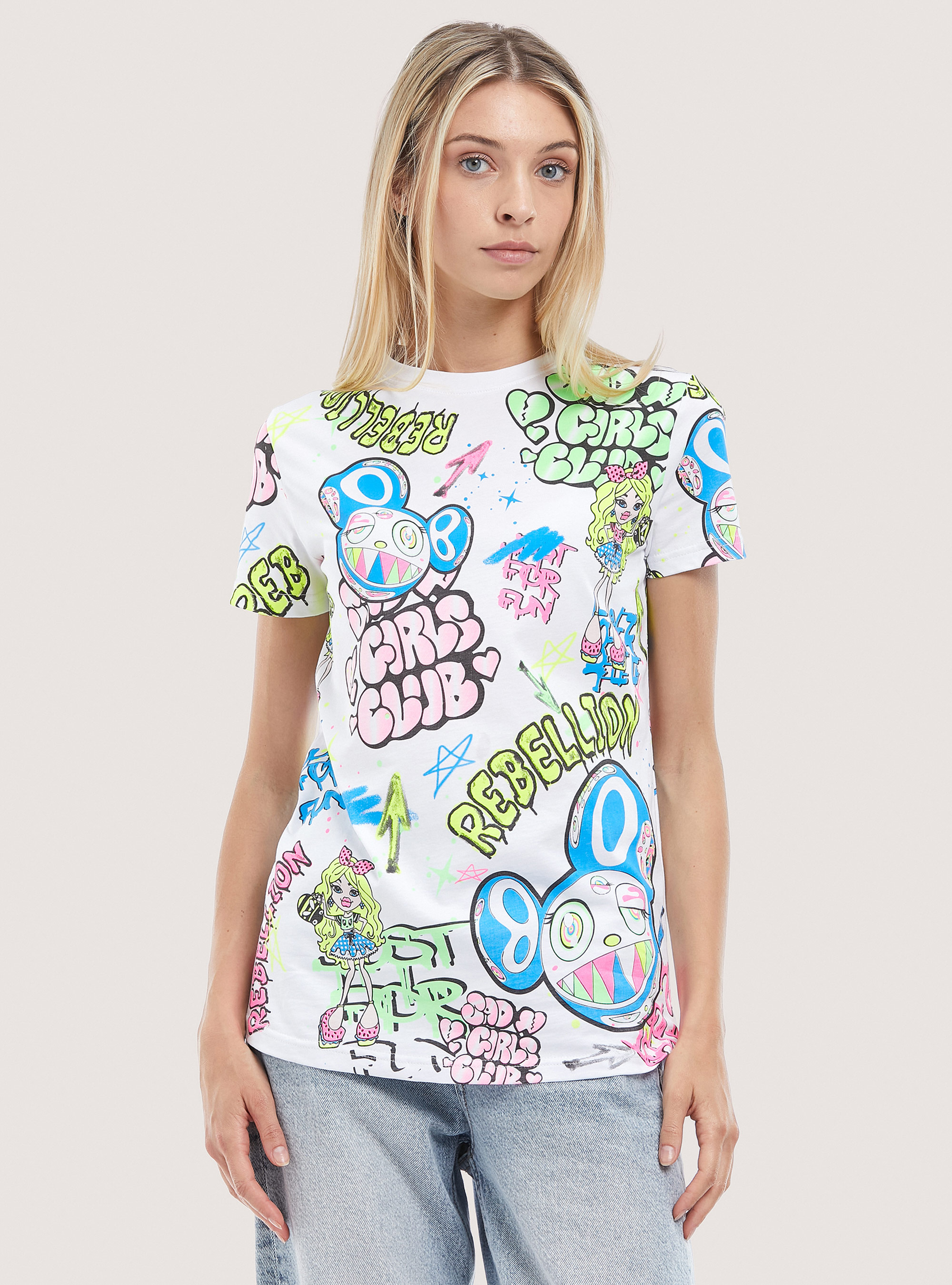 T-shirt with all over ''Smile Collection'' print, WH2 WHITE