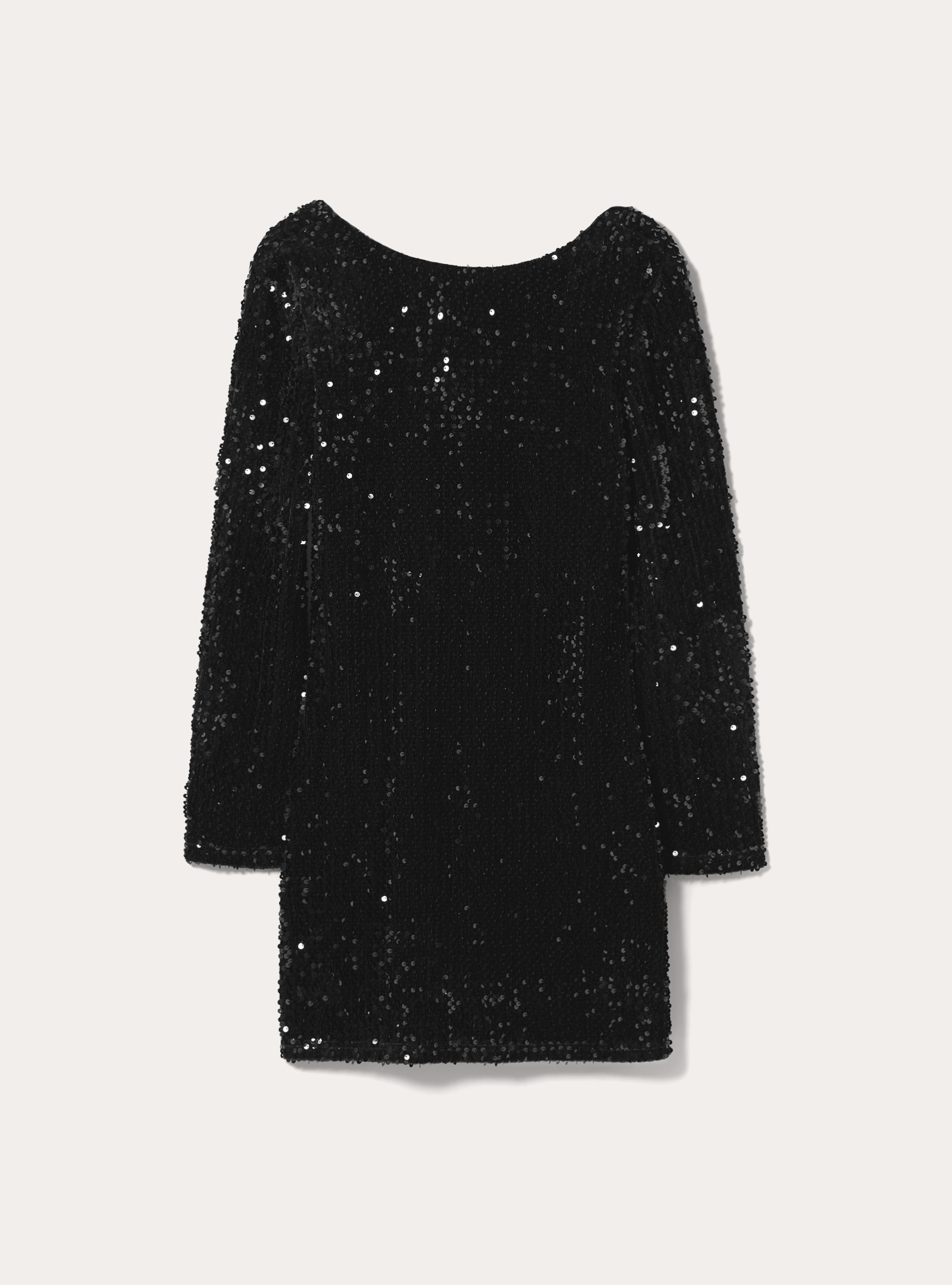 Vestito paillettes con schiena scoperta, BK1 BLACK