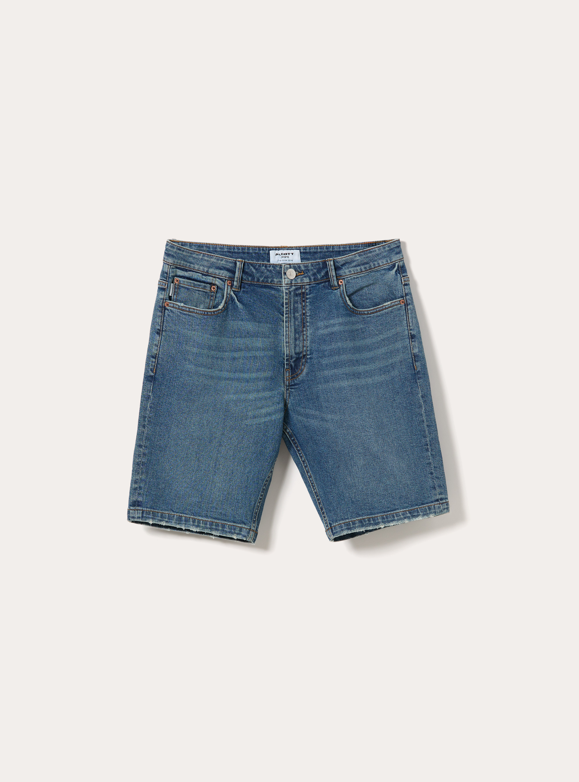 Jeans bermuda slim, D002 MEDIUM DARK BLUE