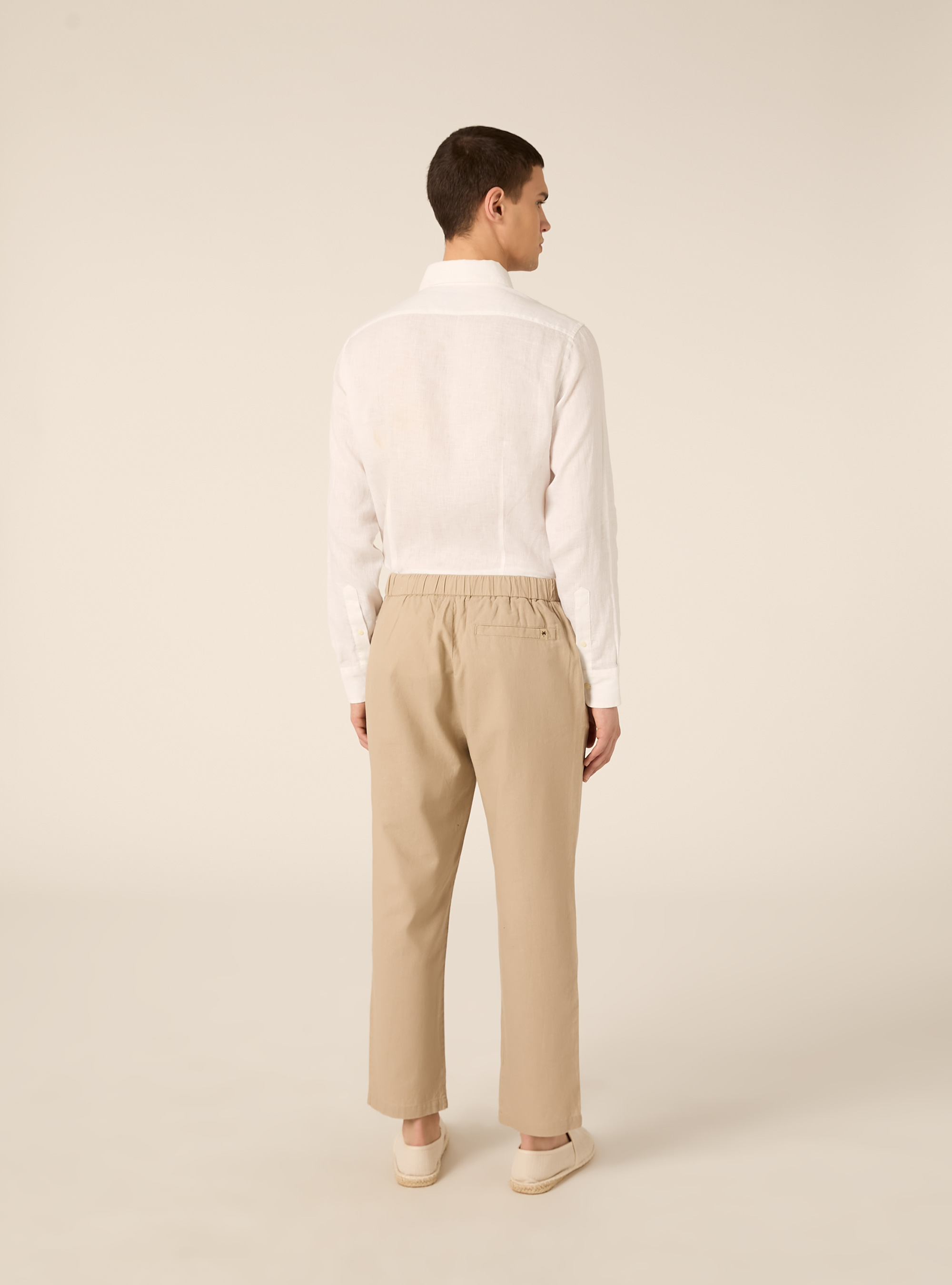 Pantaloni misto lino con coulisse, BG3 BEIGE LIGHT