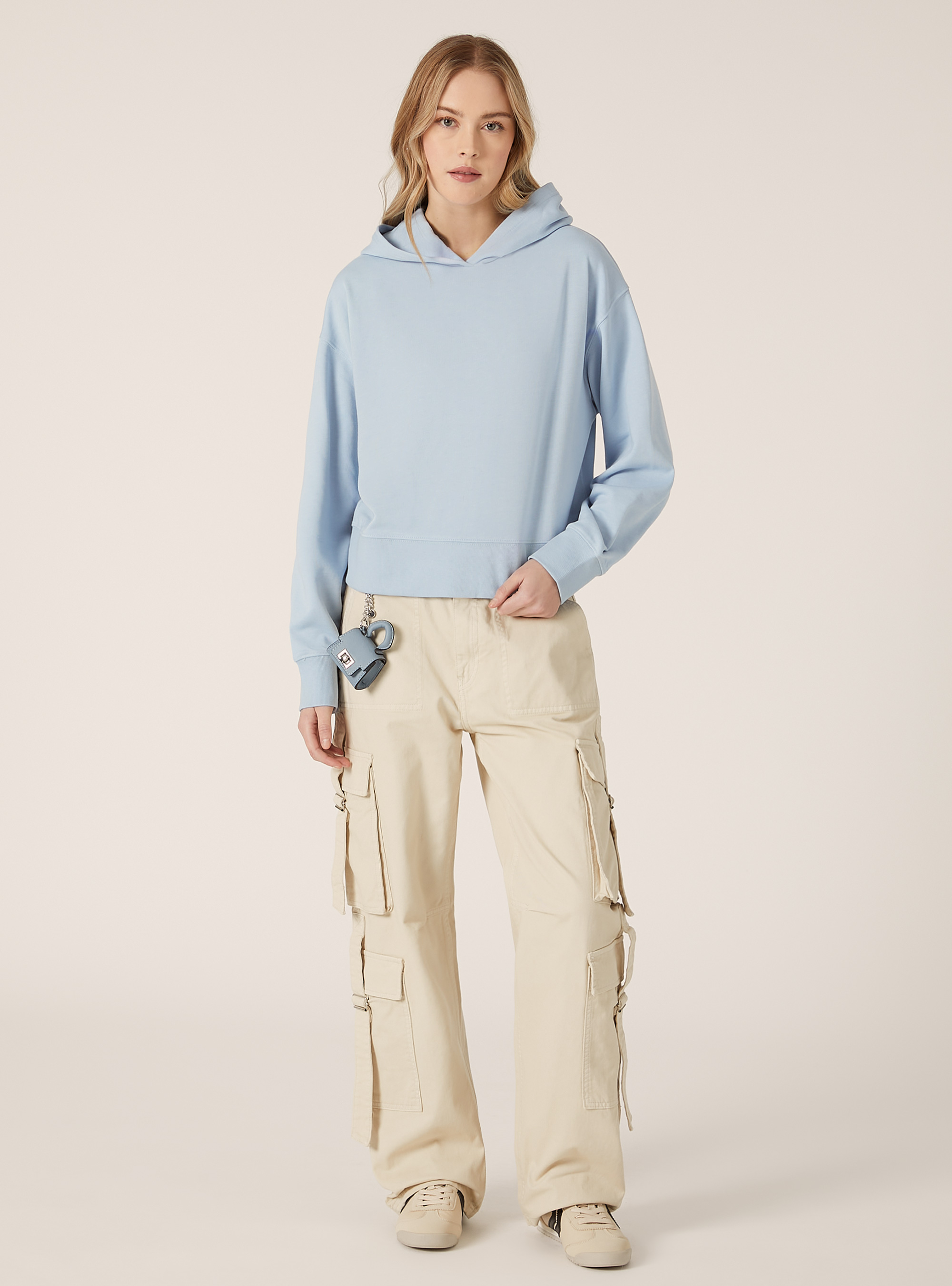 Boxy fit hooded sweatshirt, IN3 INDIGO LIGHT