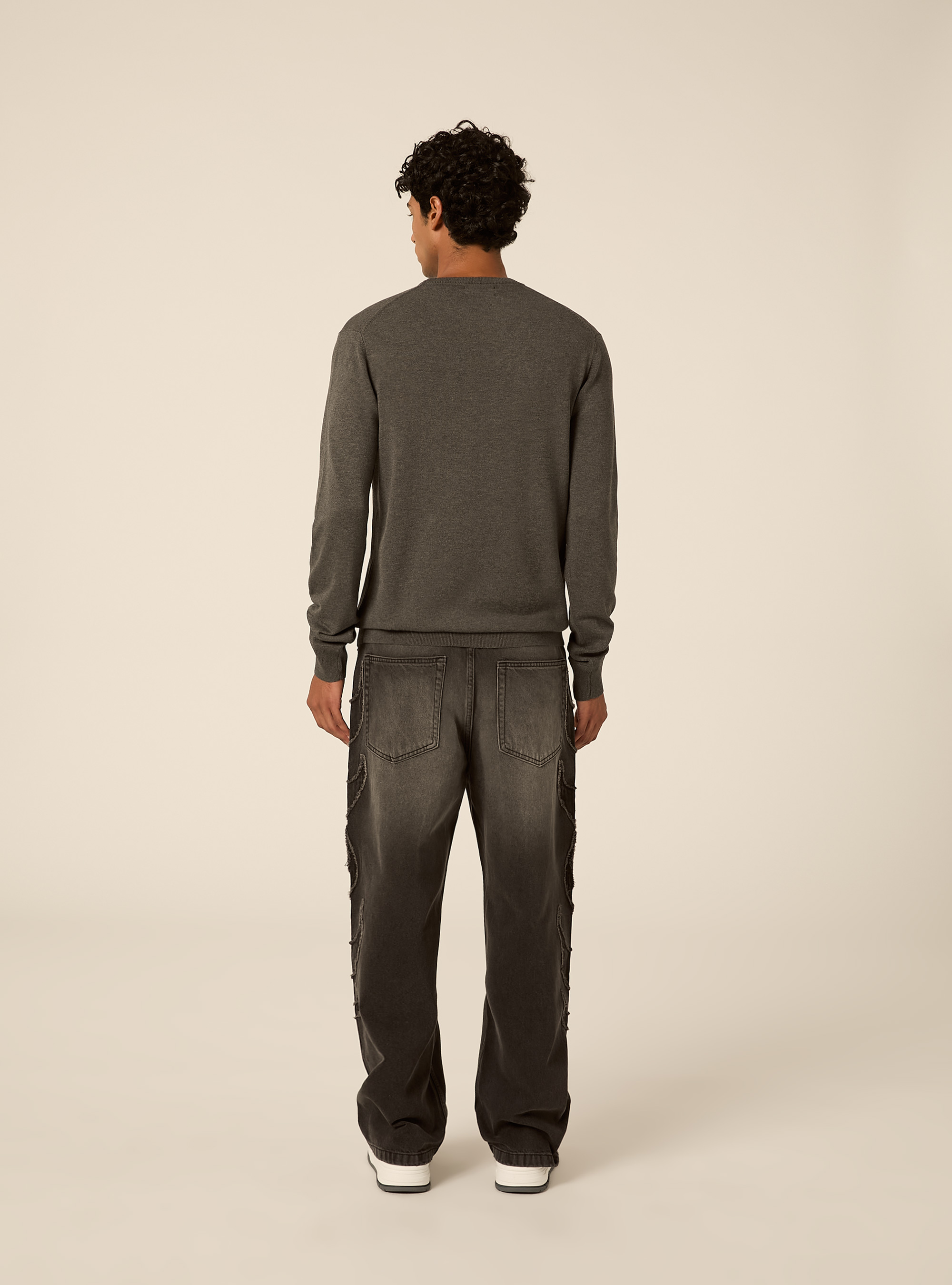 Pullover girocollo in viscosa, GRIGIO SCURO MELANGE