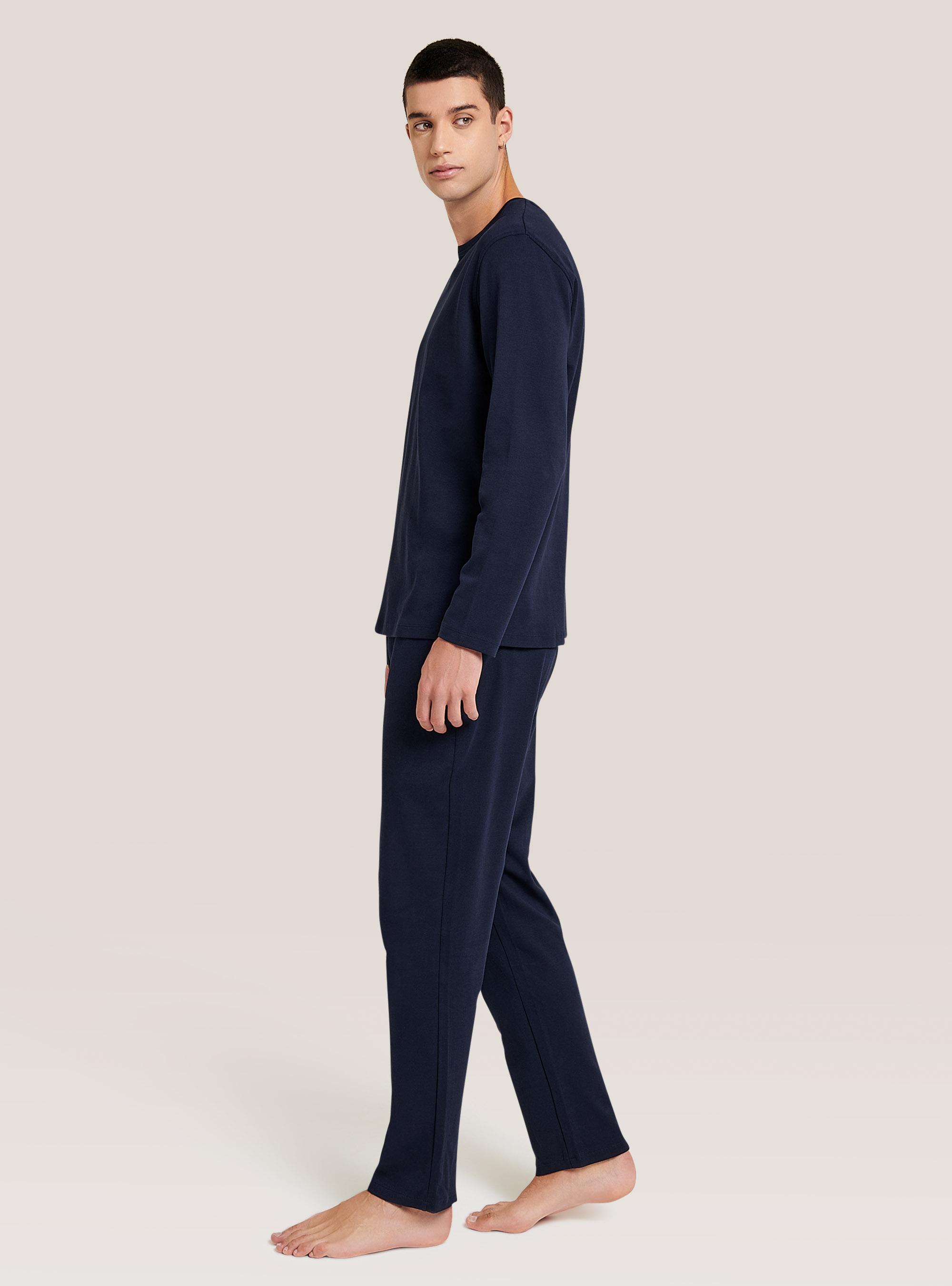 Plain cotton pyjamas, BLUE