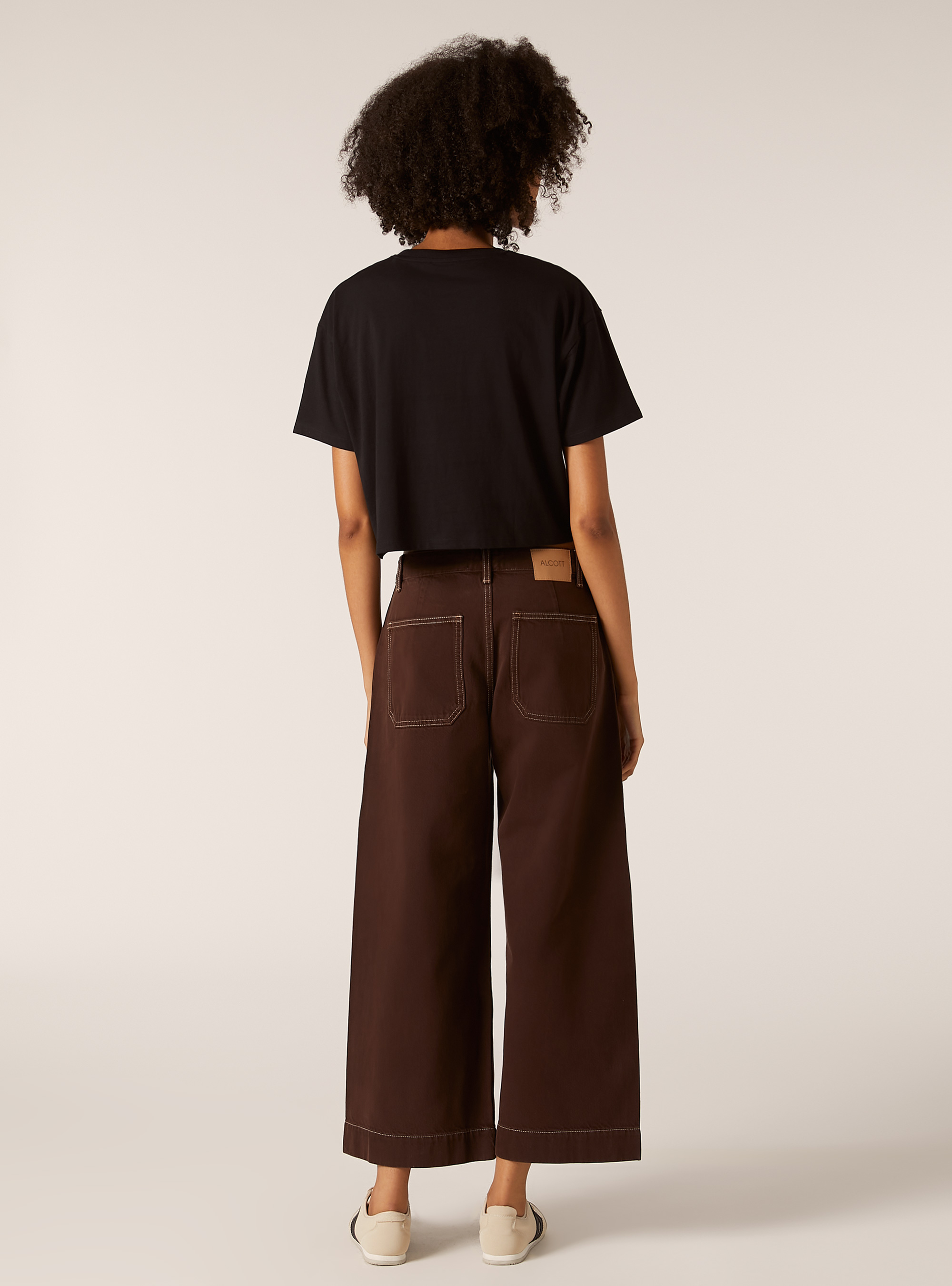 Cotton cropped t-shirt, BK1 BLACK