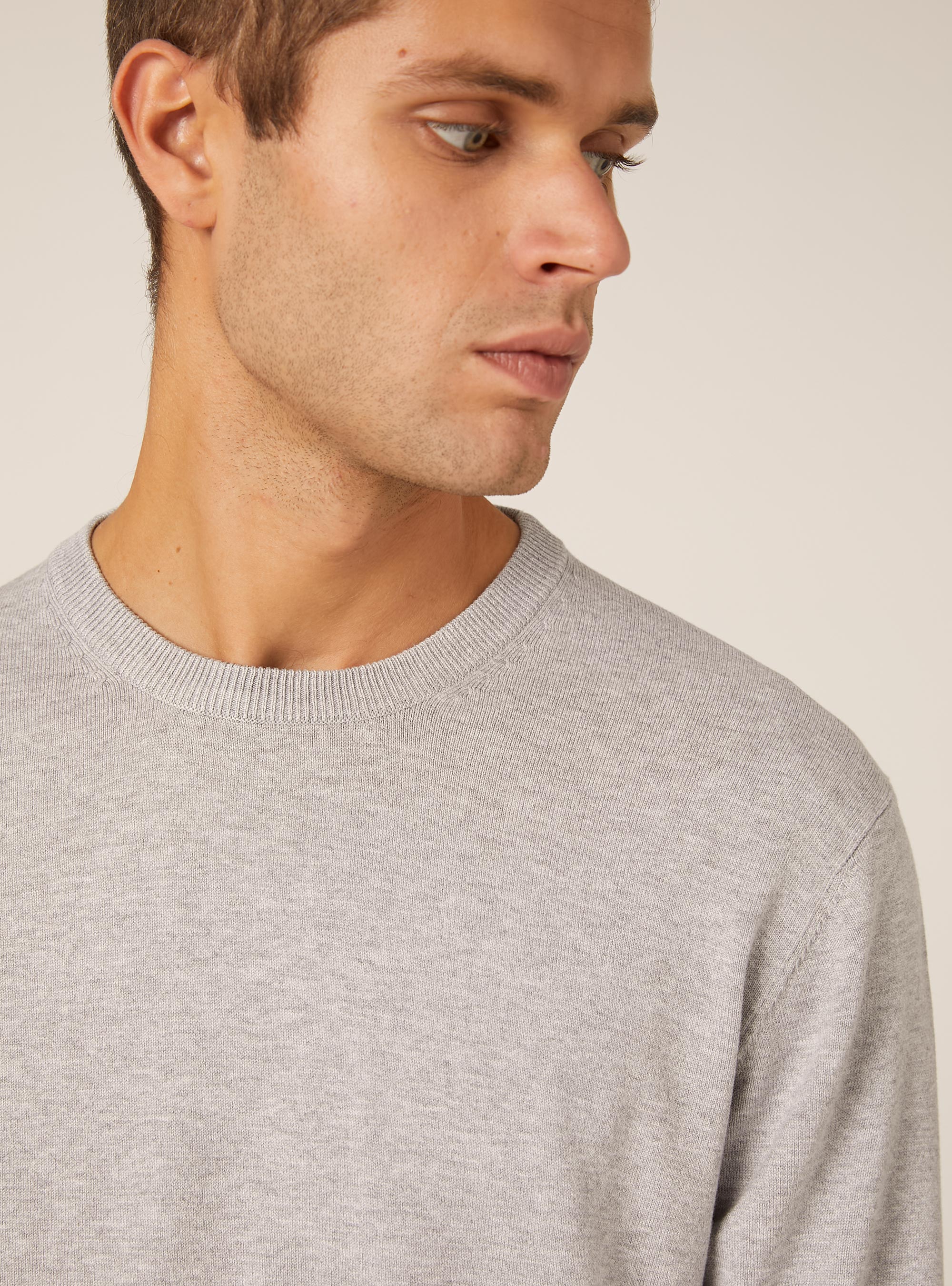 Jersey de cuello redondo de viscosa Ecovero, MGY2 GREY MEL MEDIUM