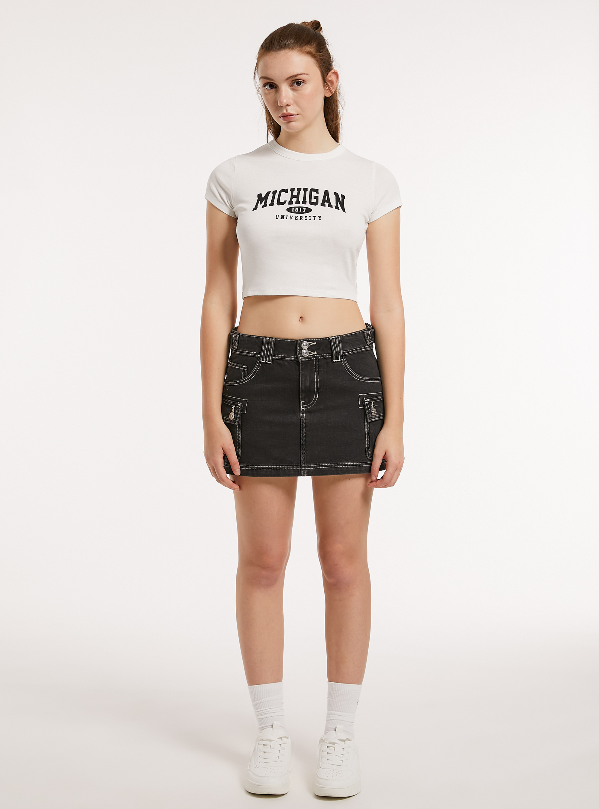 Cropped t-shirt with print, WH1 OFF WHITE
