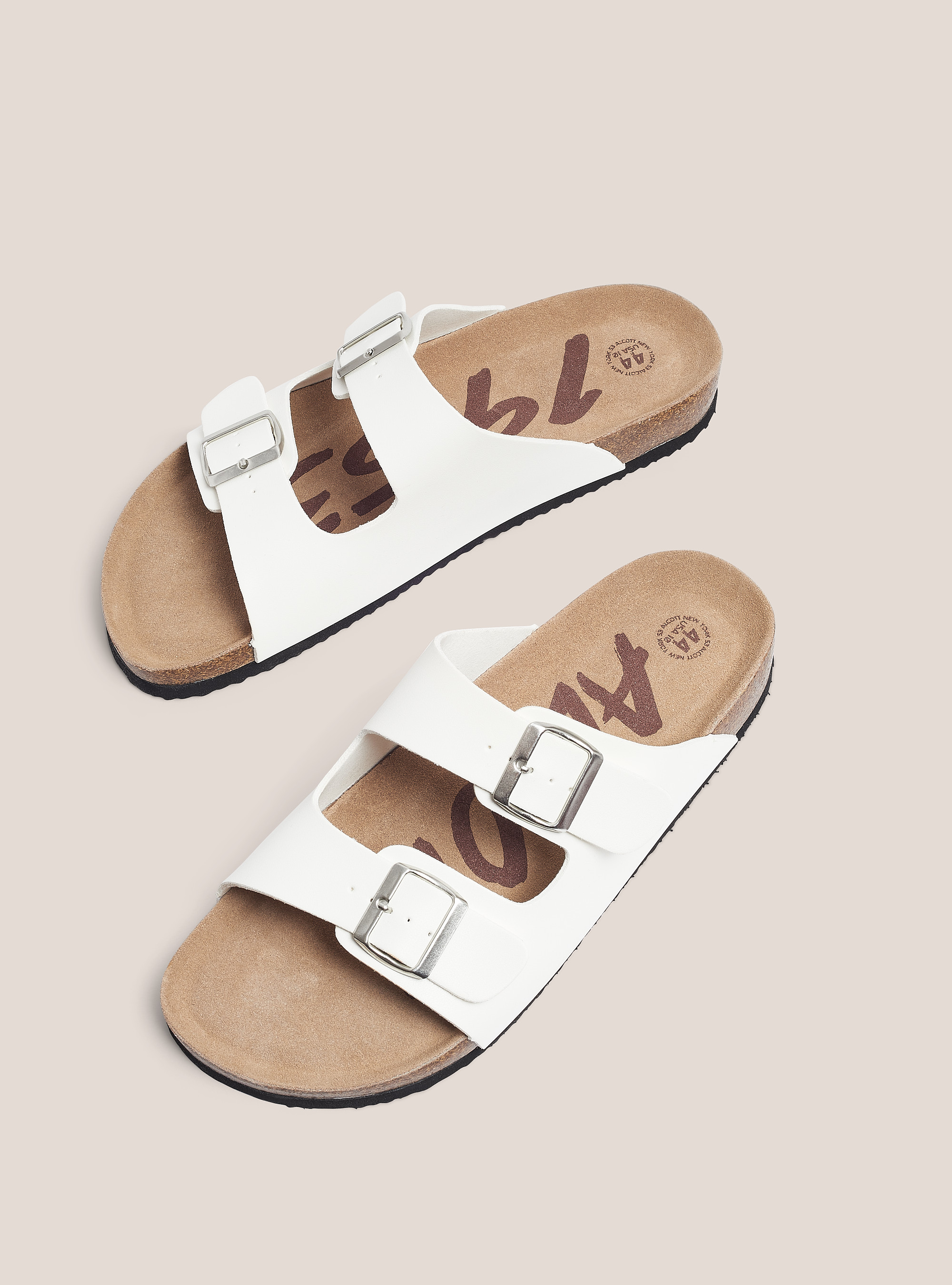 Imitation leather sandal with suede sole, WHITE