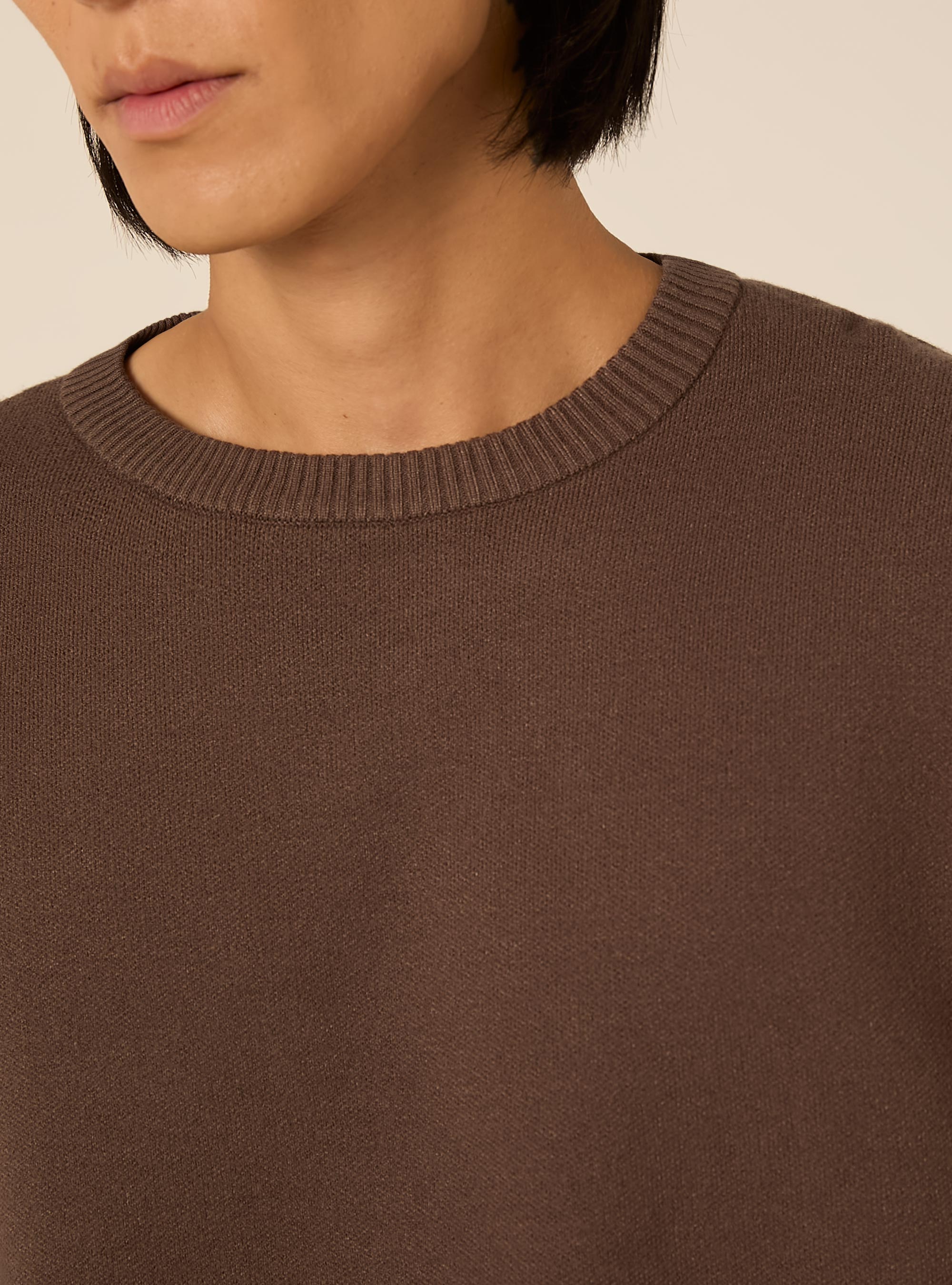 Pullover boxy fit morbido, MARRONE MEDIO