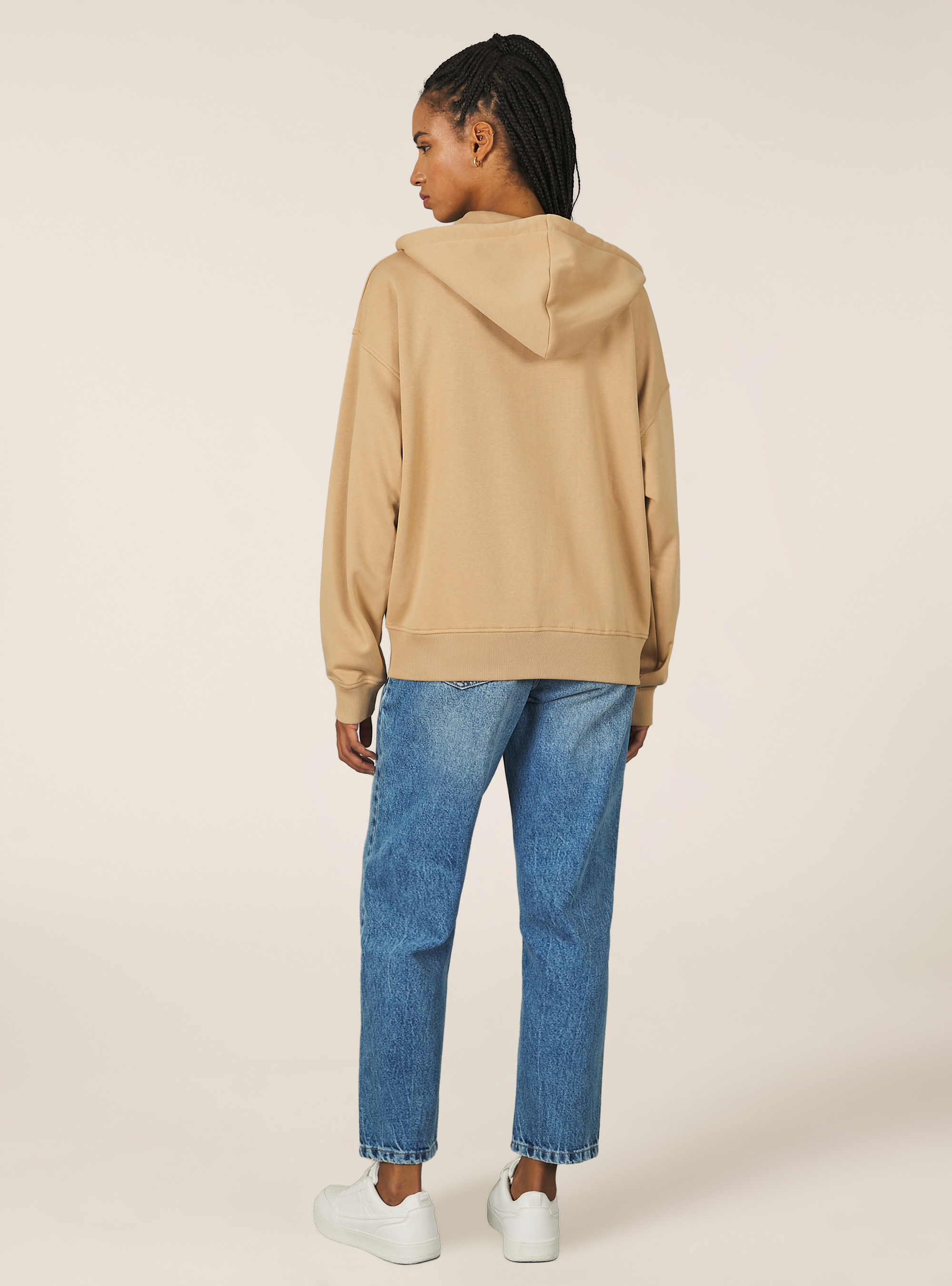 Cotton zip hoodie, BG2 BEIGE MEDIUM