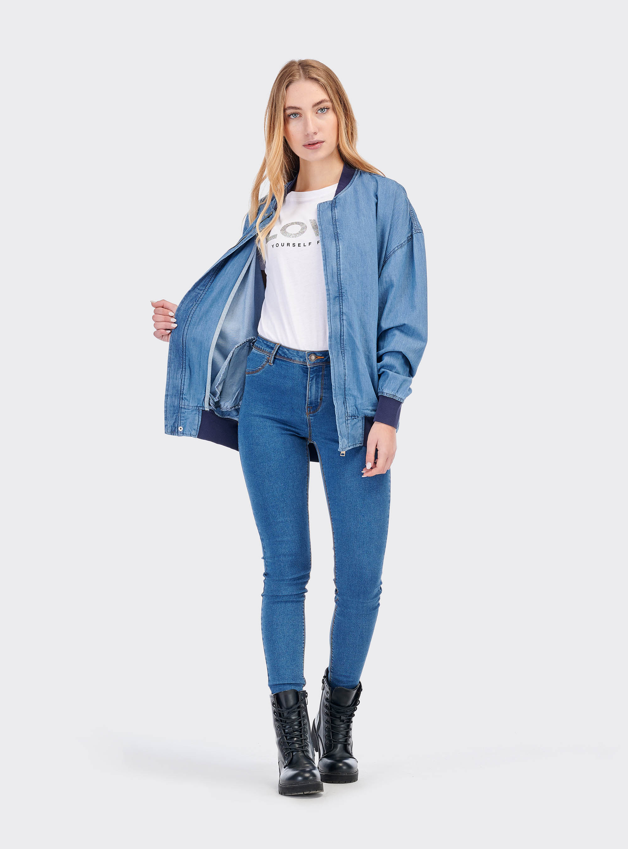 Giubbotto in denim oversize, C197 AZZURRE