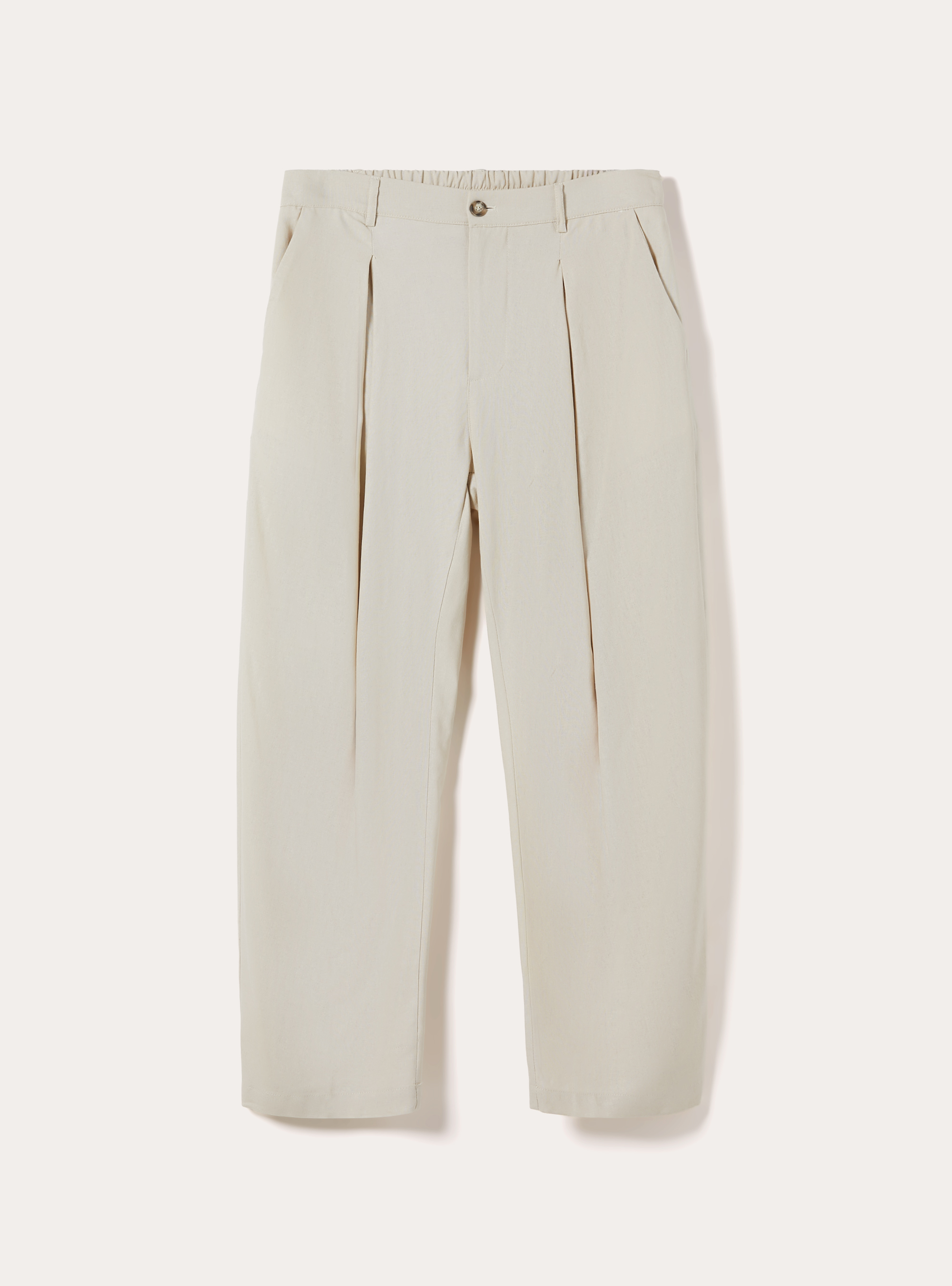 Pantaloni una pince in misto lino, BG2 BEIGE MEDIUM