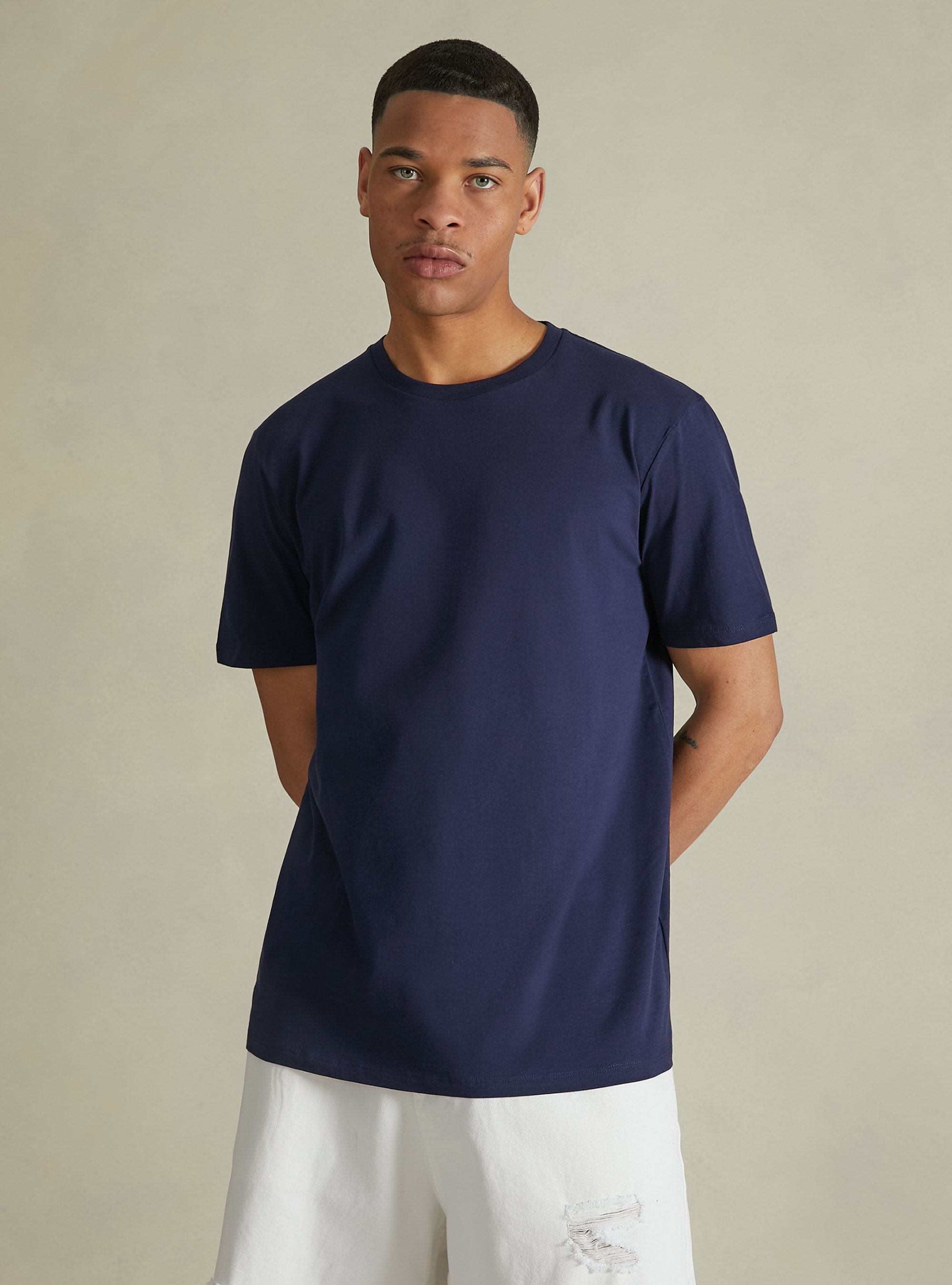 Crew-neck cotton T-shirt, NA1 NAVY DARK
