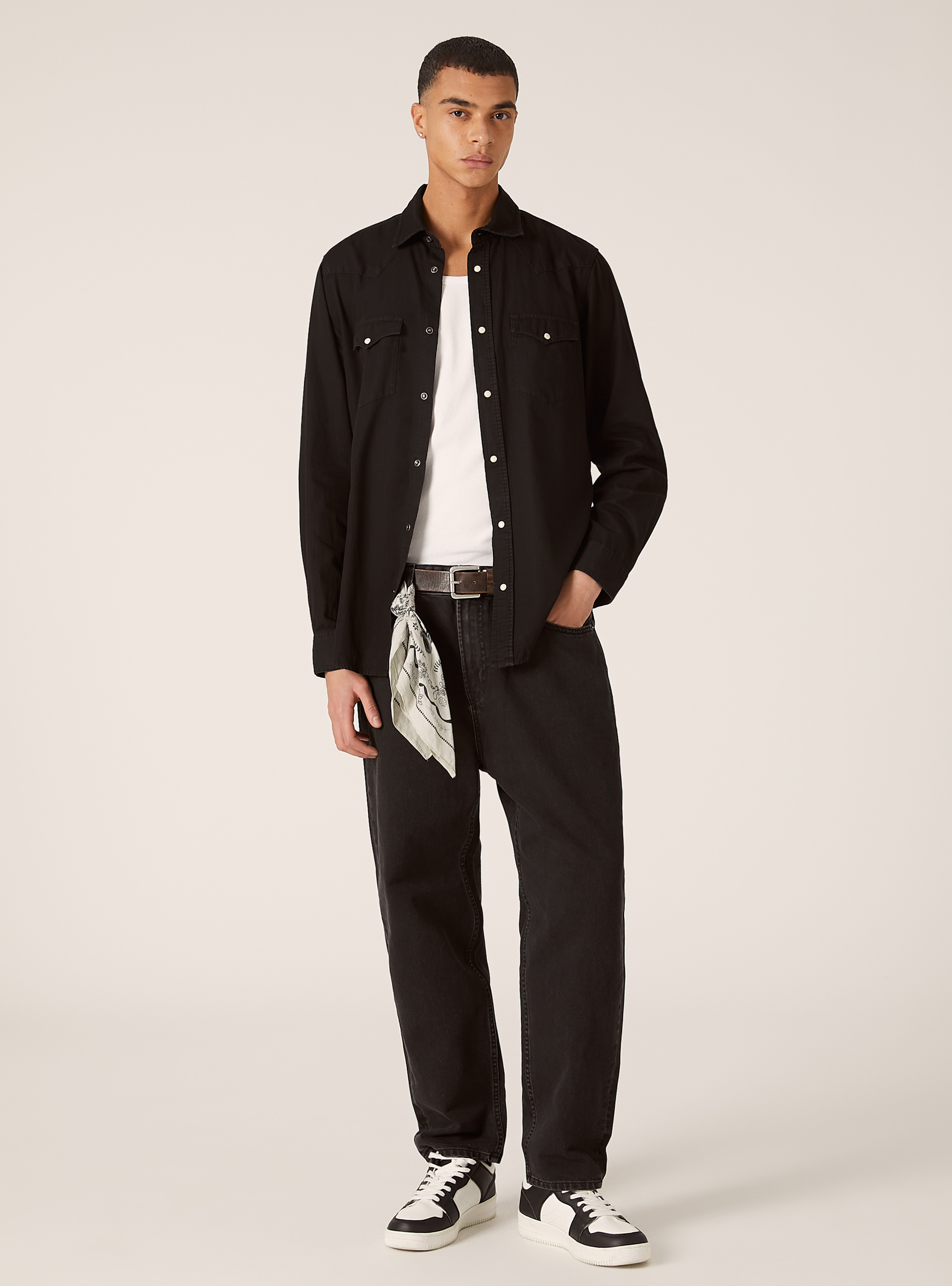 Denim shirt, D000 BLACK