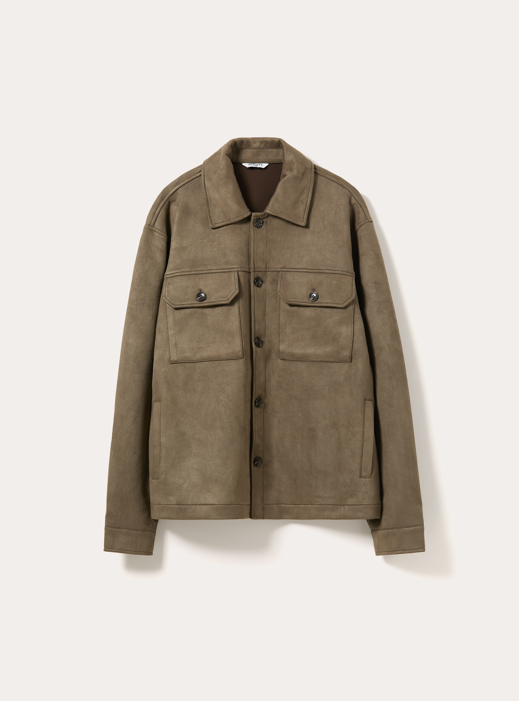 Suede-effect overshirt with patch pockets, KY2 KAKY MEDIUM