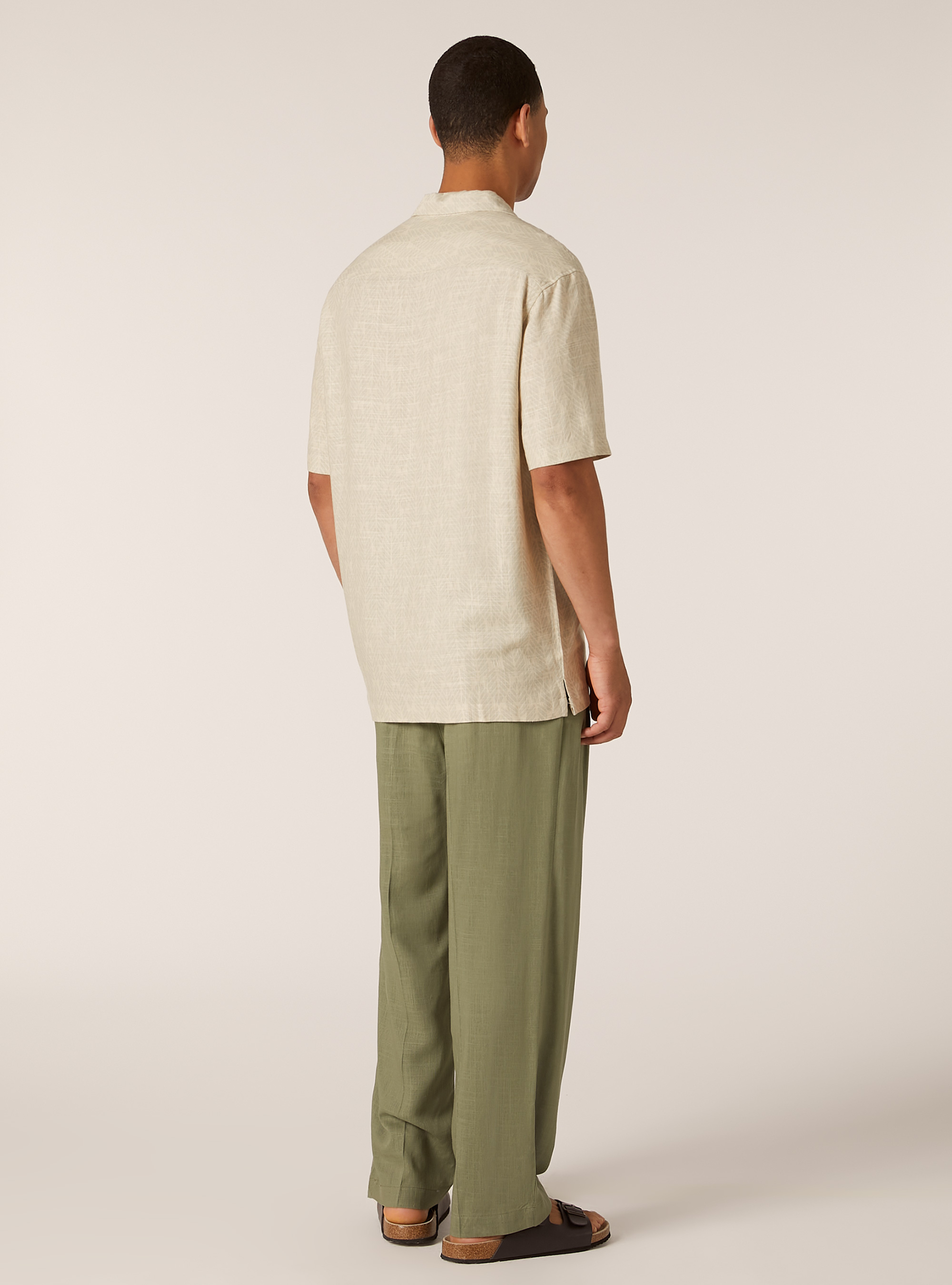 Linen blend striped shirt, BG1 BEIGE DARK