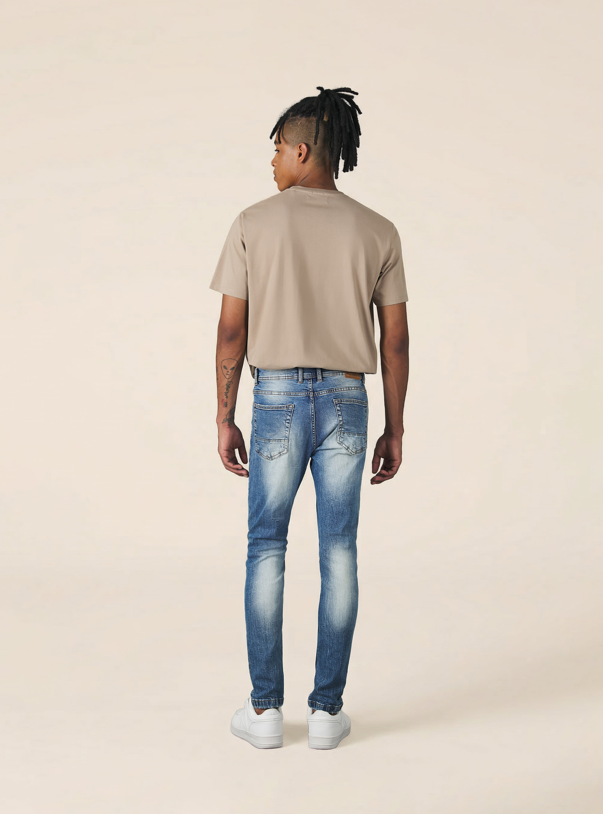 Super skinny jeans with breaks in stretch denim, D004 MEDIUM LIGHT BLUE