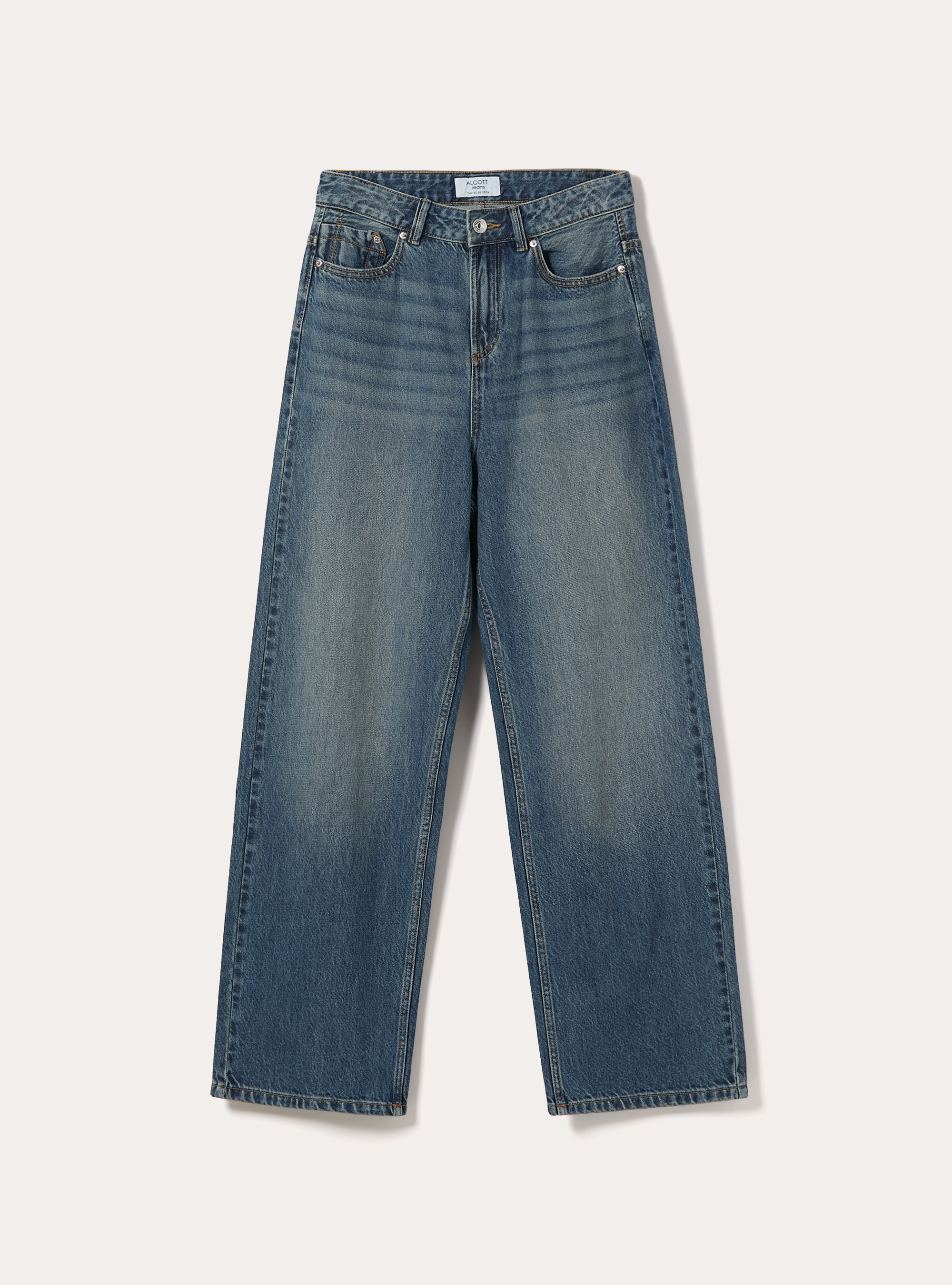 Jeans low wide, D004 MEDIUM LIGHT BLUE