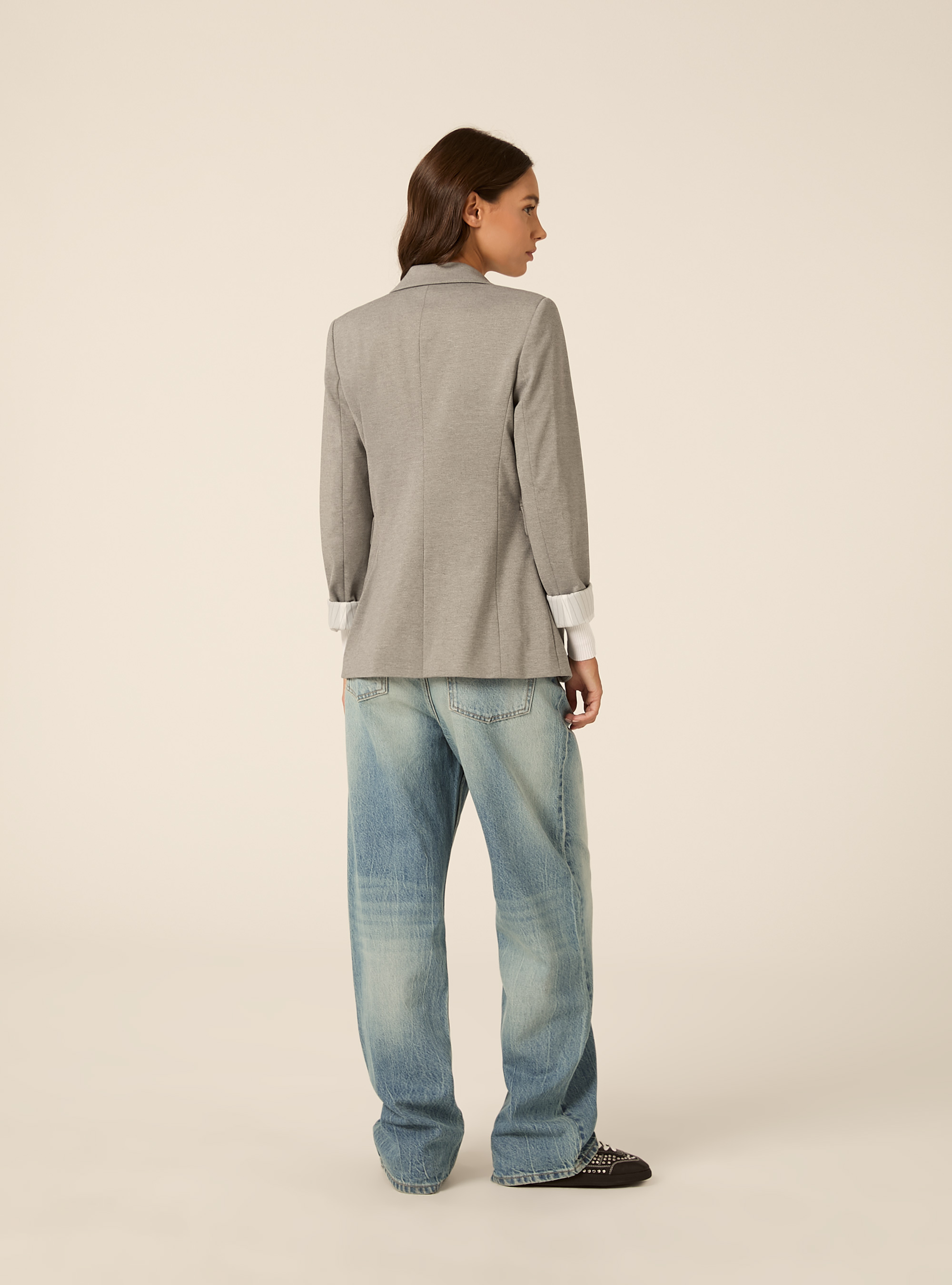 Blazer droit structure a revers, MGY1 GREY MEL DARK