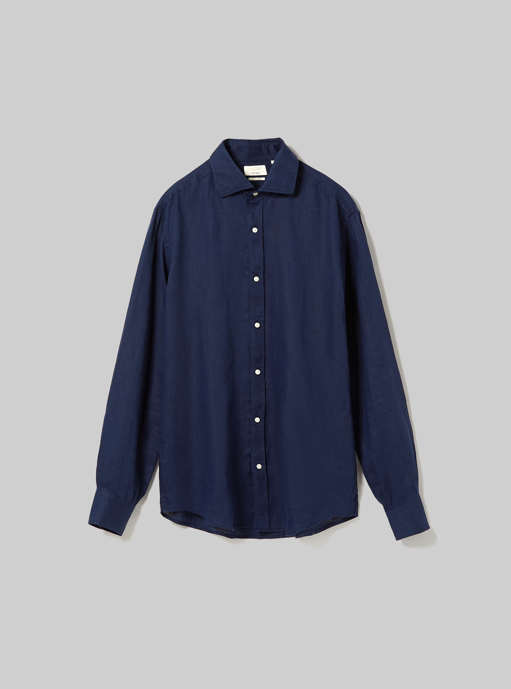 Camicia in puro lino a maniche lunghe, NA1 NAVY DARK